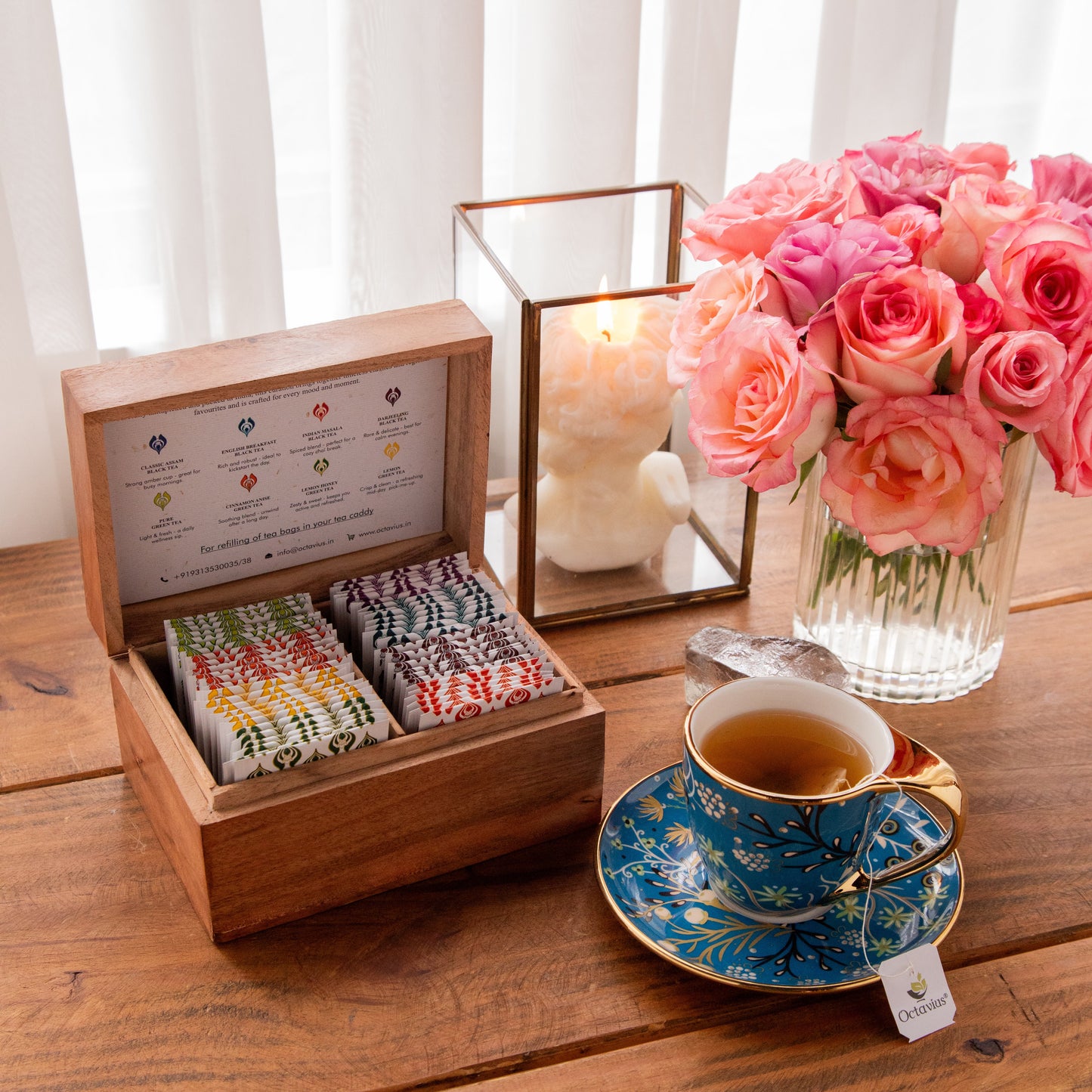 Tea Explorers’ Collection in Tree of Life Wooden Caddy (50 Enveloped Teabags) 50 Tea Bags