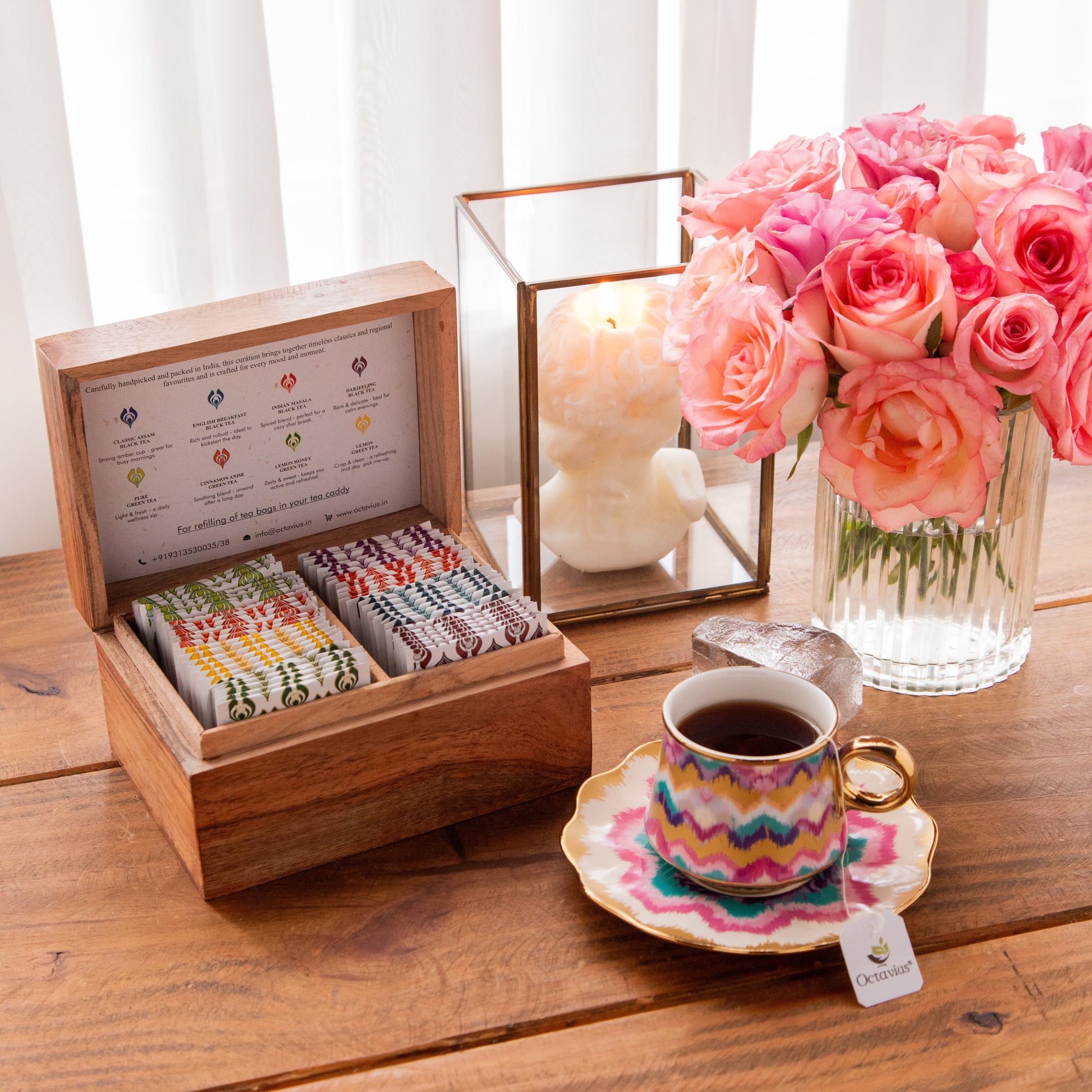 Tea Explorers’ Collection in Imperial Elephant Wooden Caddy (50 Enveloped Teabags) 50 Tea Bags
