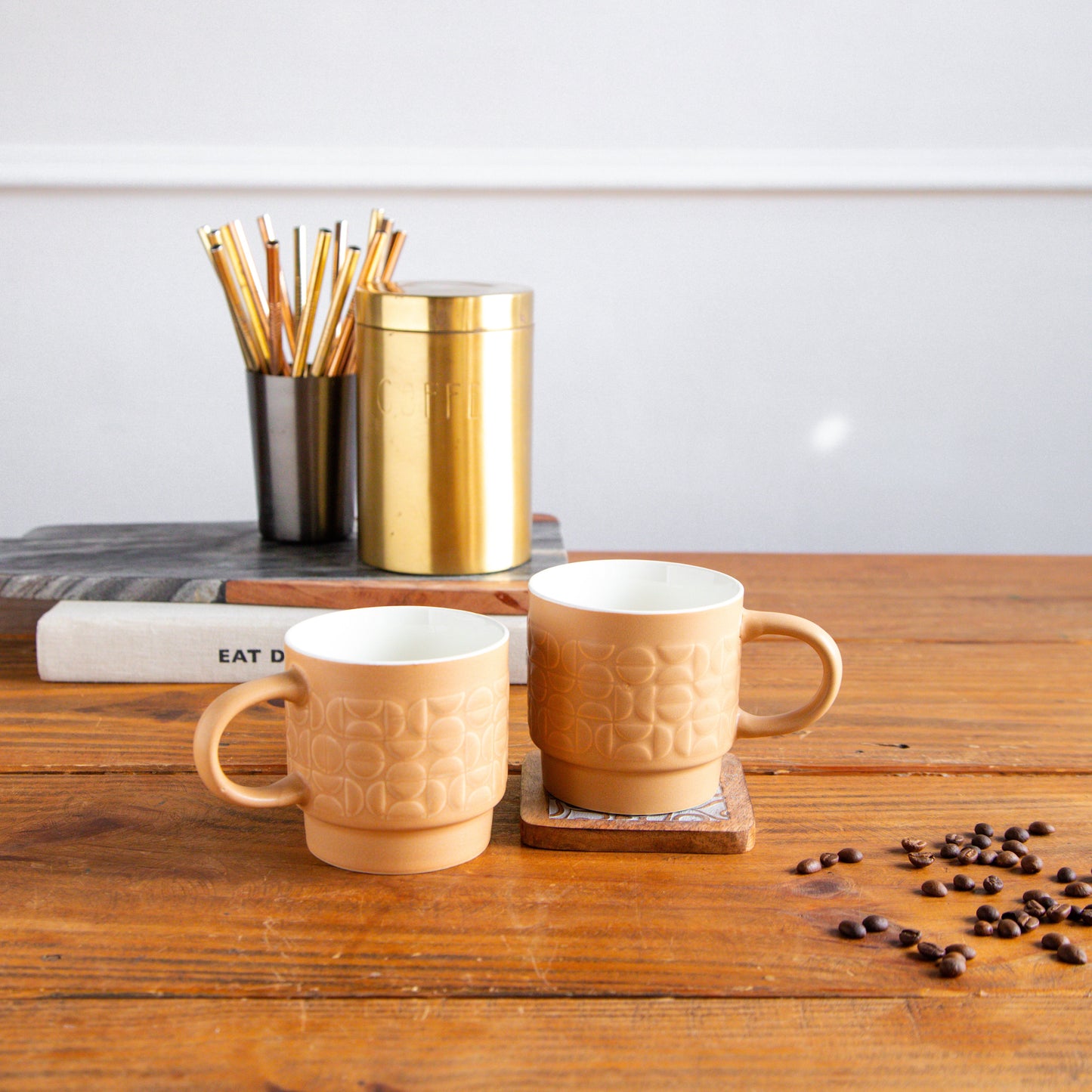 TerraCraft Collection Desert Dune Mug  – 380 ml ( Set of 2, Beige ) 380ml