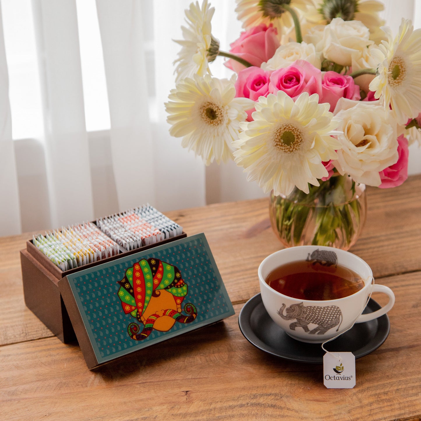 Assortment of Fine Teas- 30 Teabags in Desi print Wooden box 30teabags