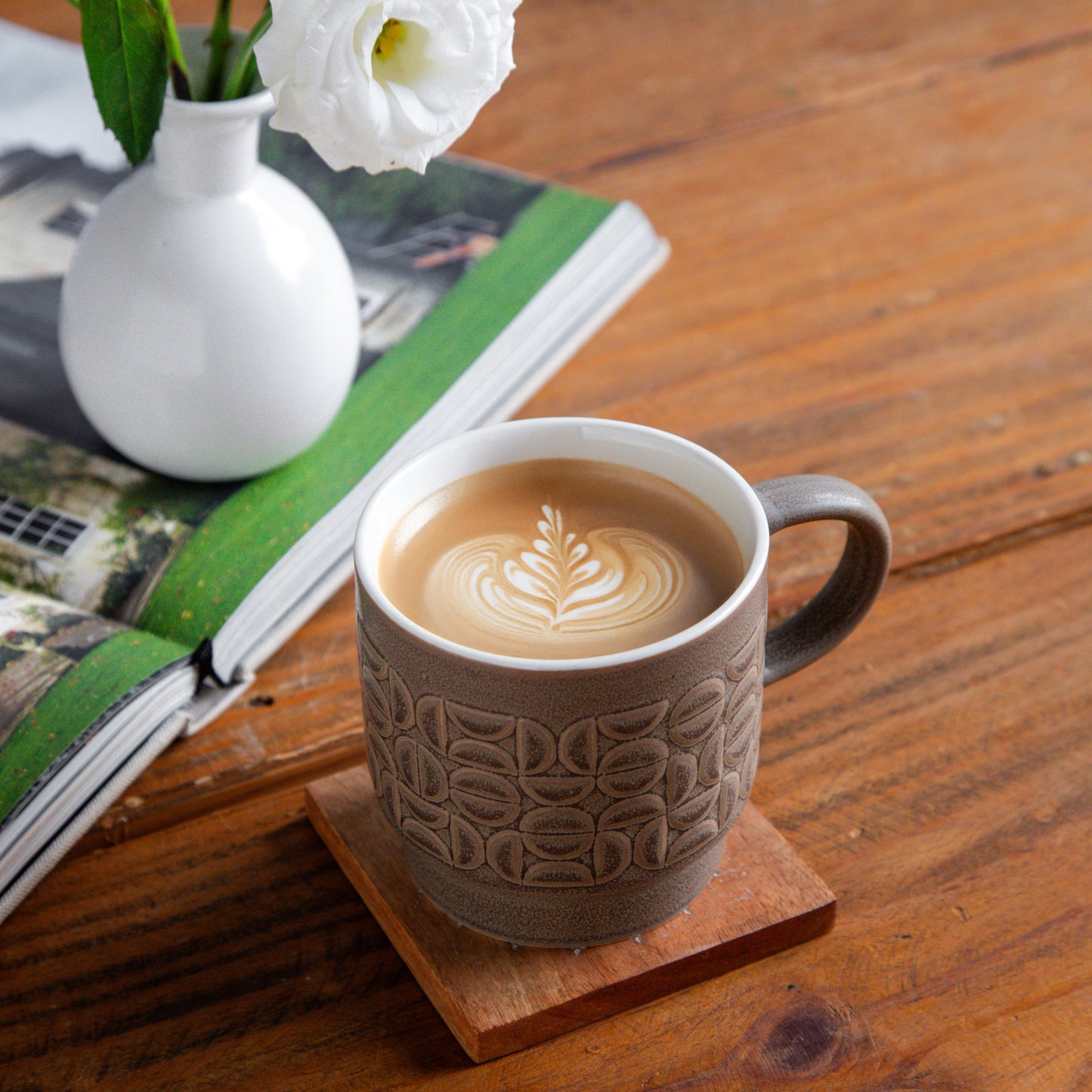 TerraCraft Collection Mocha Earth Ceramic Mug – 380 ml (Set of 2, Brown) 380ml