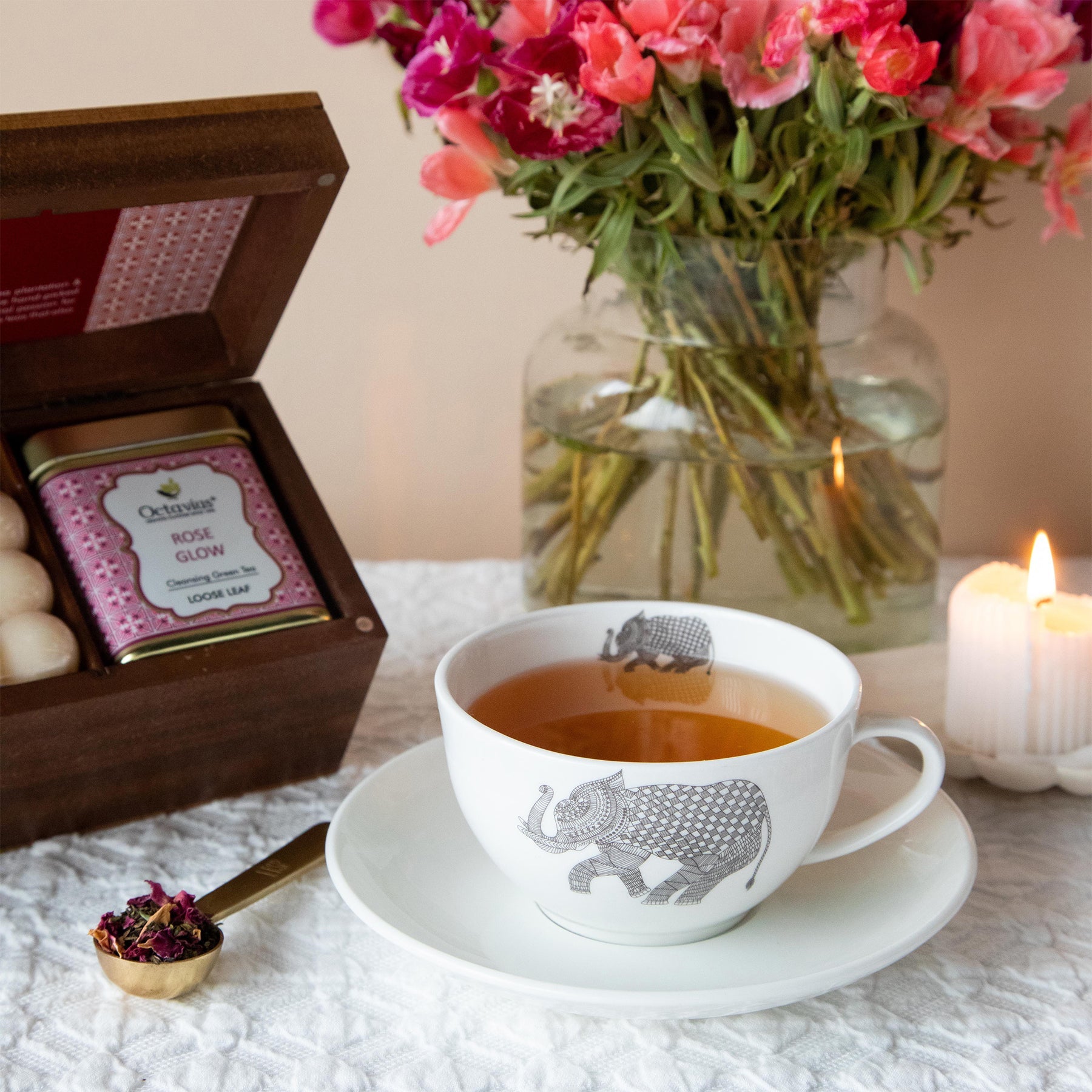 Ambrosial Tea Hamper (2 Wellness Teas & Organic Bubble candle) 1130g