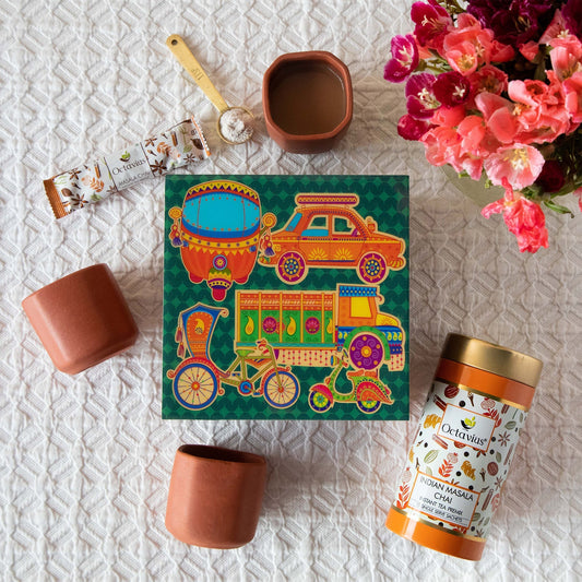 Desi Chai Hamper (One Indian Chai Of Your Choice & Kullad set) Ginger chai