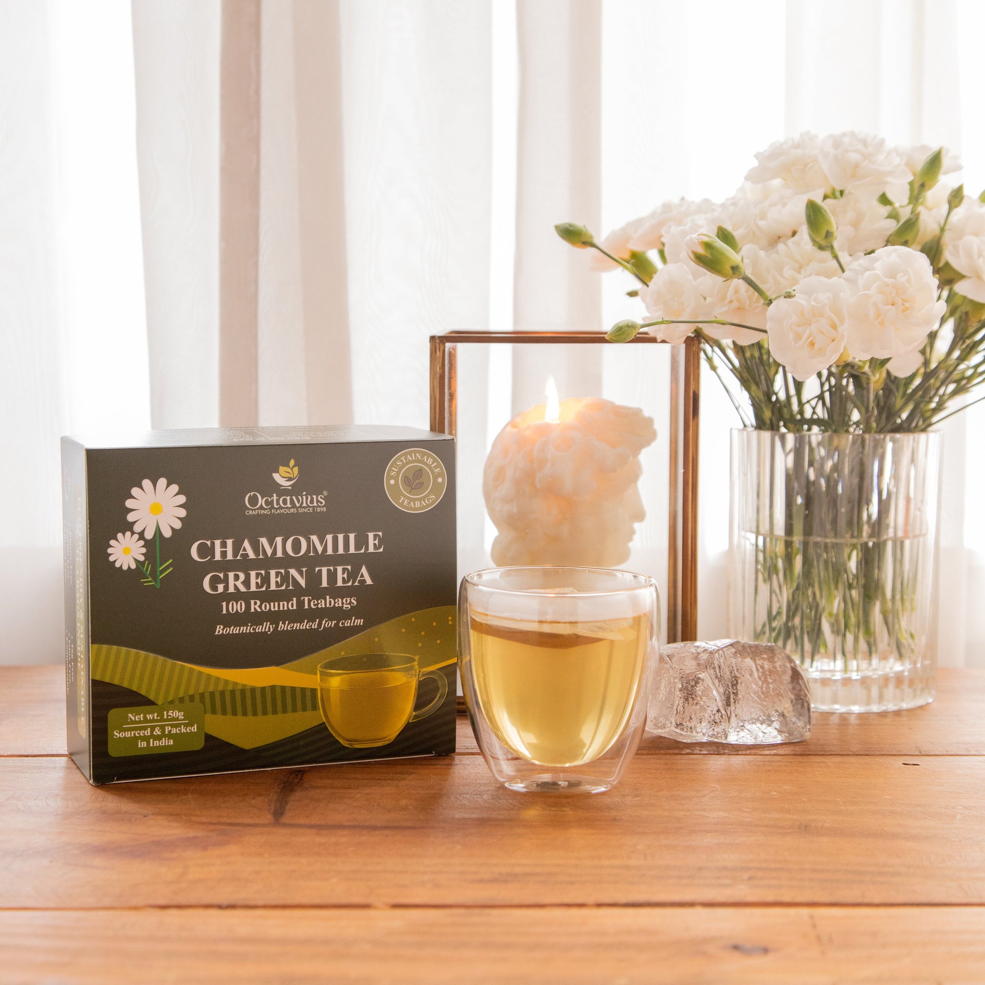 Octavius Chamomile Green Tea – 100 Round Teabags 150g