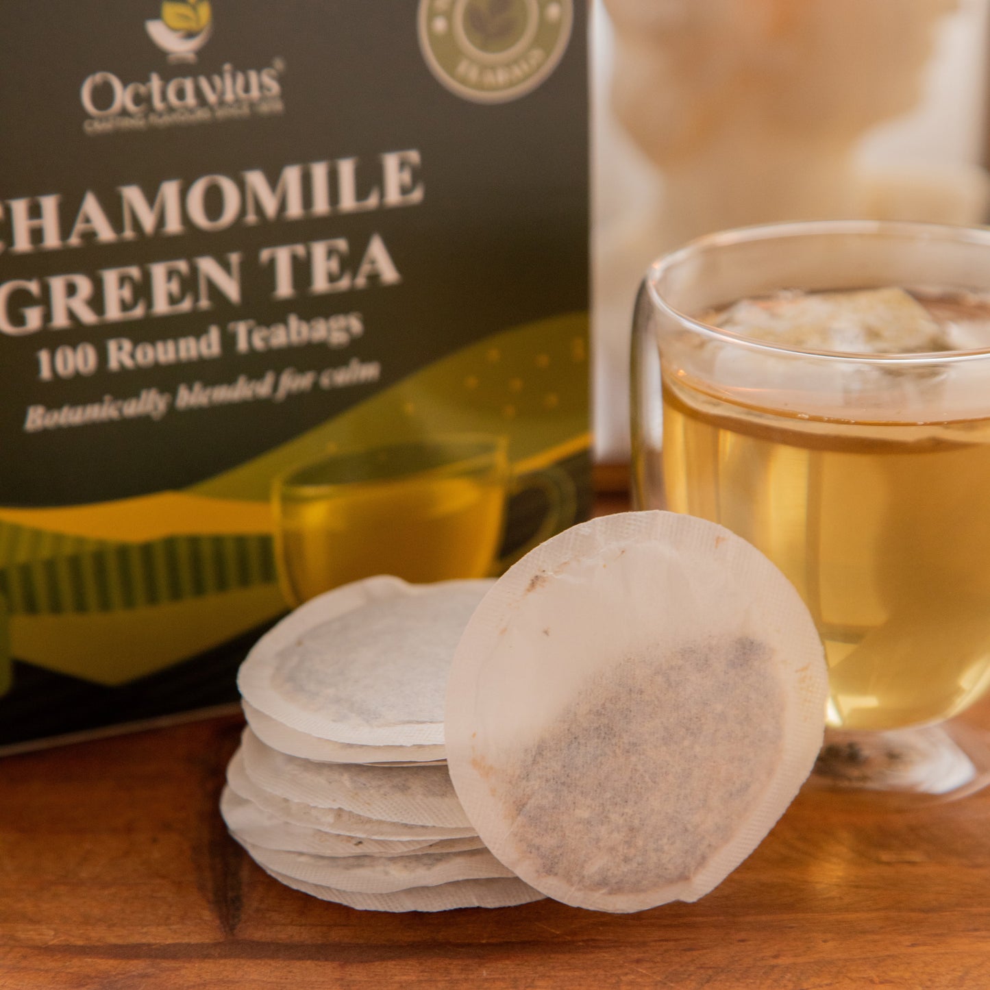 Octavius Chamomile Green Tea – 100 Round Teabags 150g