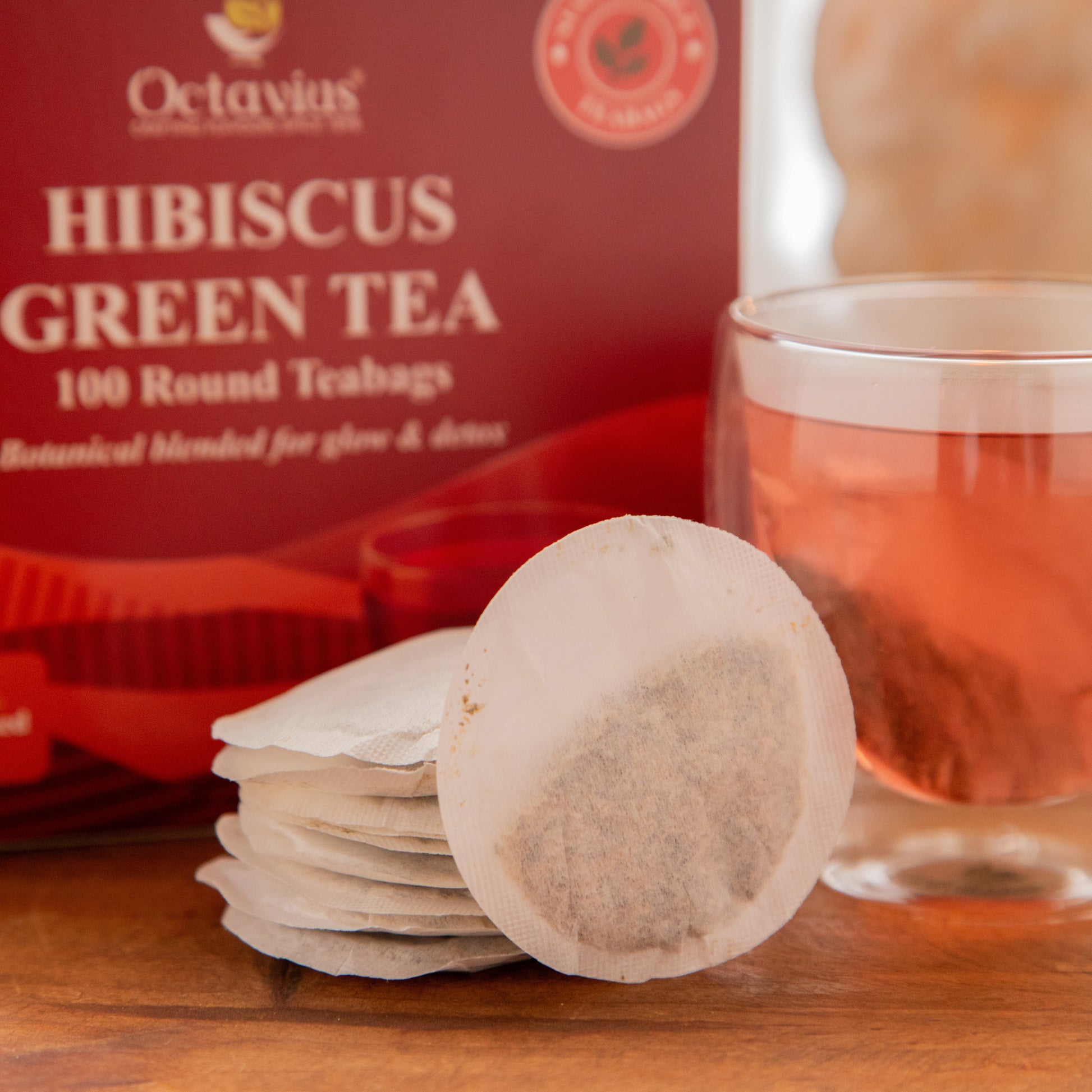 Octavius Hibiscus Green Tea – 100 Round Teabags 150g