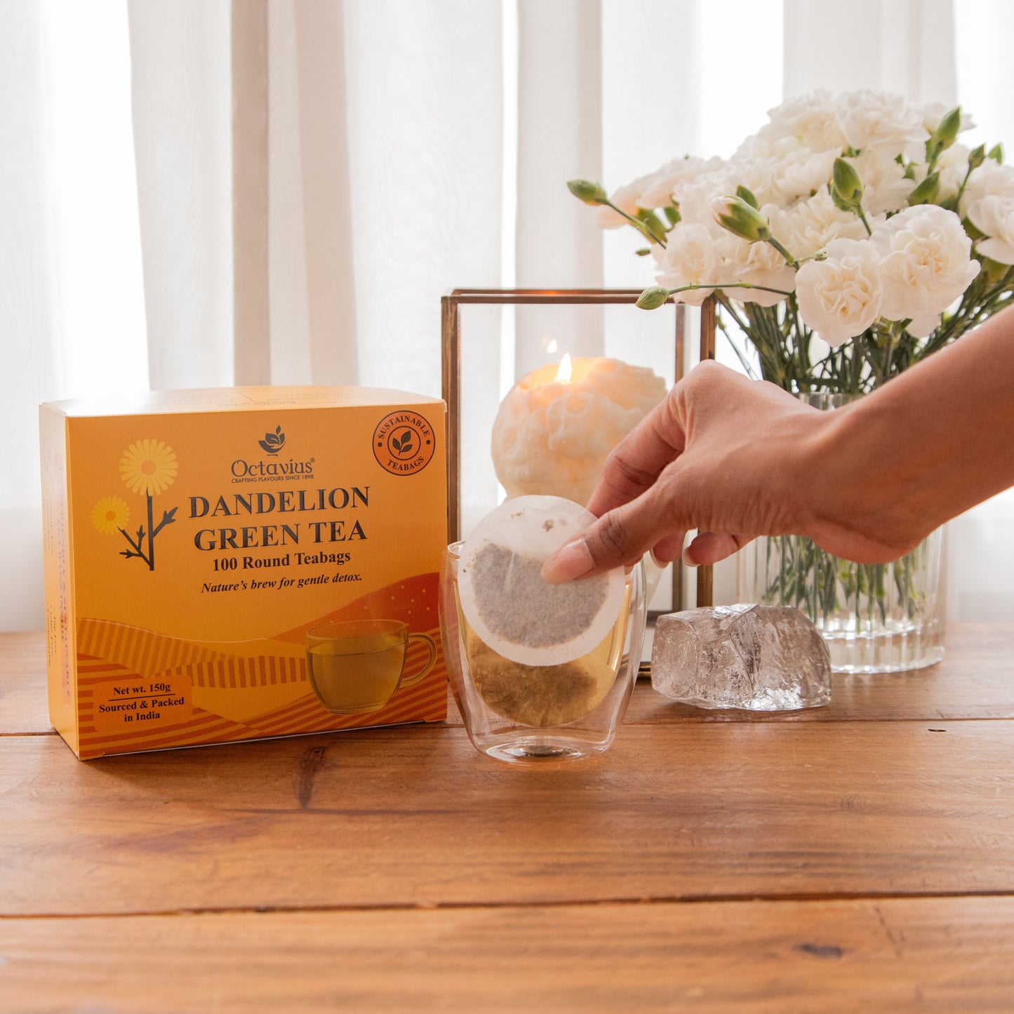 Octavius Dandelion Green Tea – 100 Round Teabags 150g