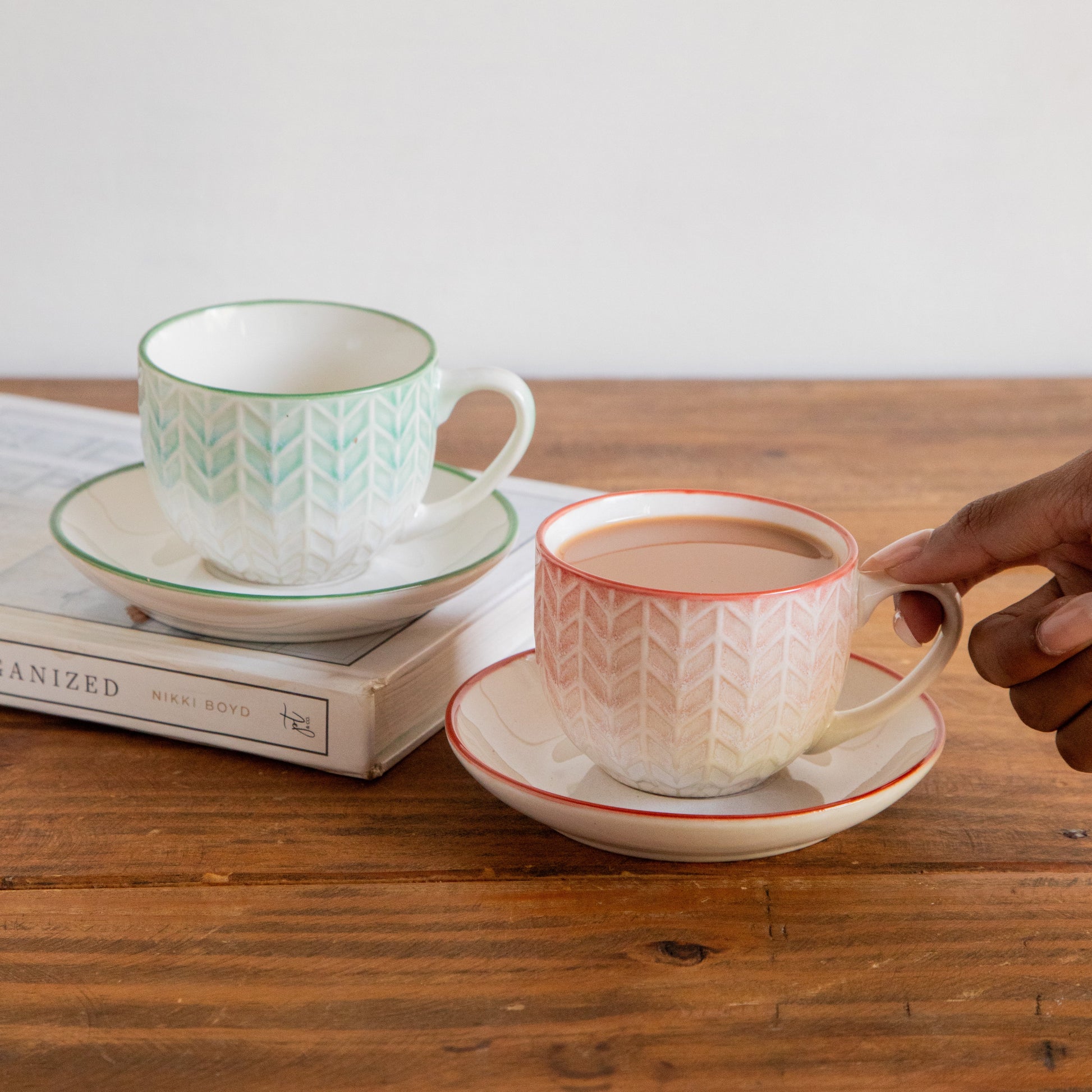 Chroma Charm Tea Set – Set of 4 Cups & Saucers (200 ml each) 200ml