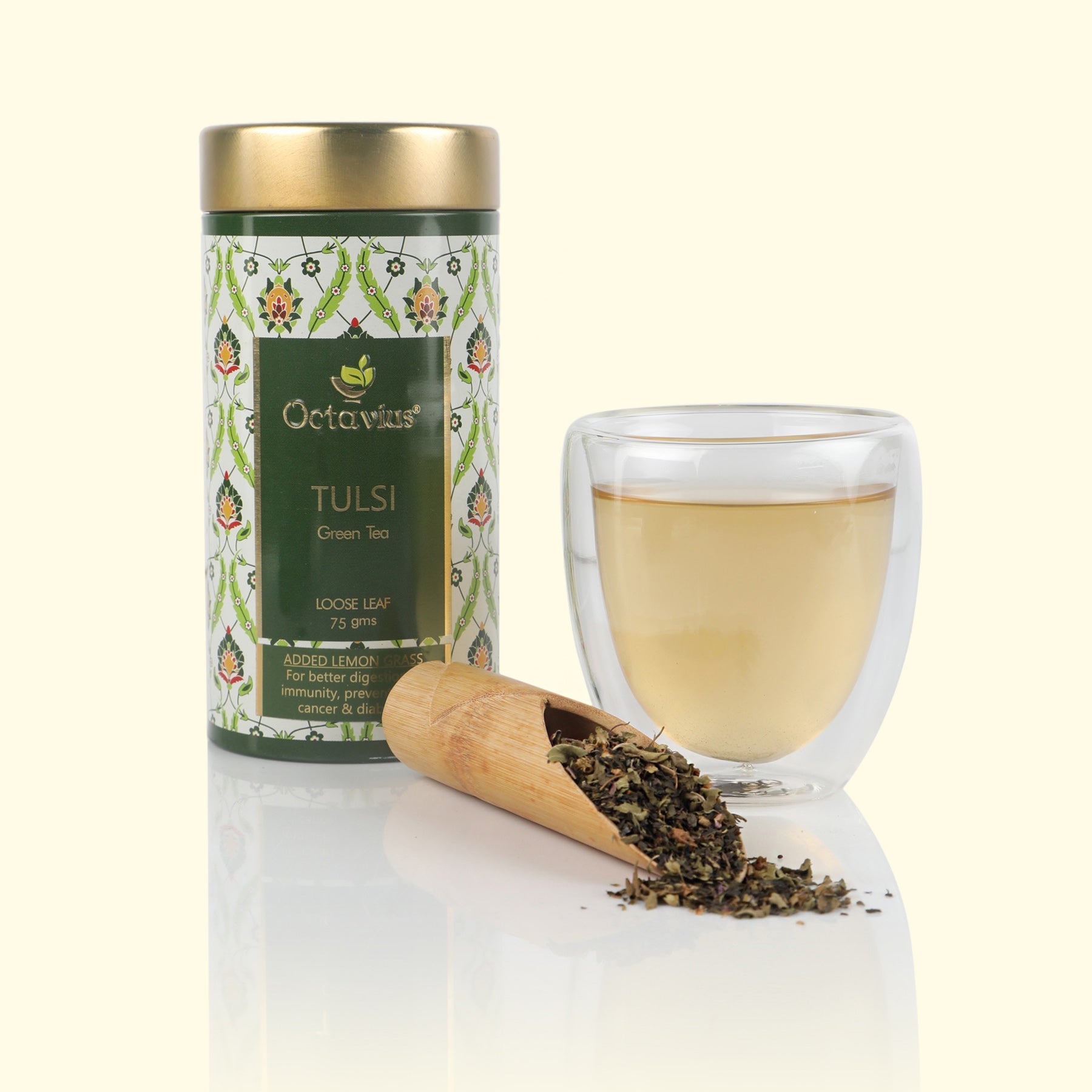 Tulsi Lemongrass Green Tea Loose Leaf - 75 Gms Tin Can 75g