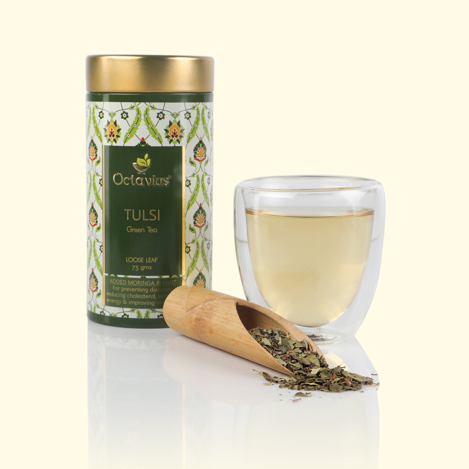 Moringa, Tulsi, Mint Green Tea Loose Leaf - 75 Gms Tin Can 75g