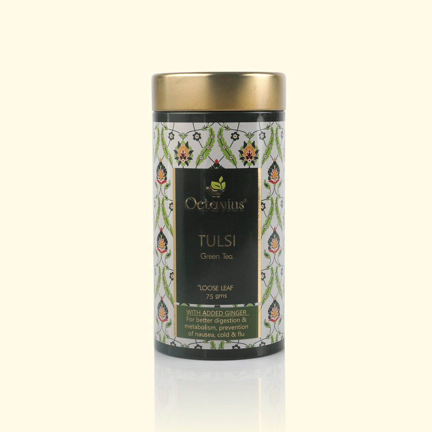 Tulsi Ginger Green Tea Loose Leaf - 75 Gms Tin Can 75g
