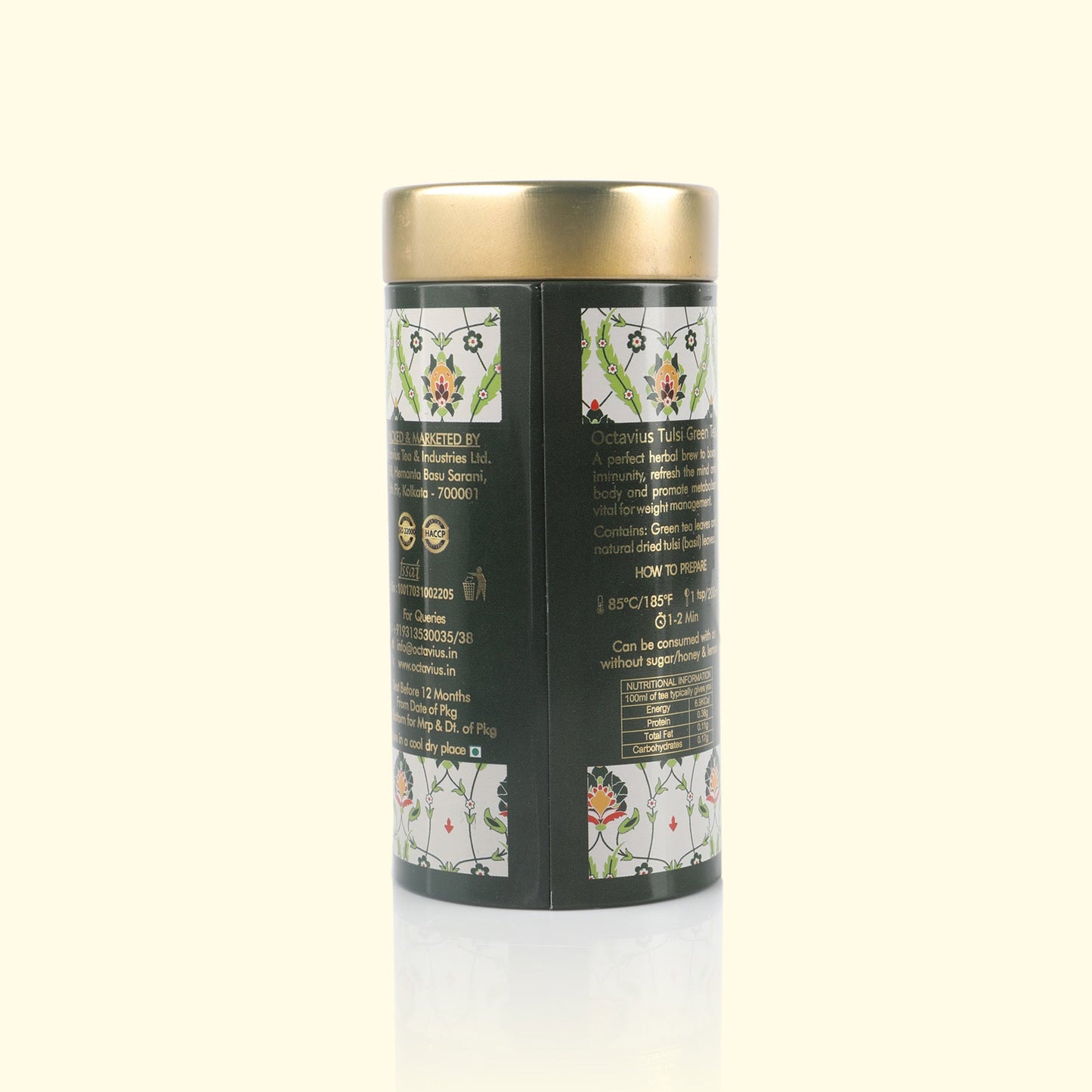 Tulsi Ginger Green Tea Loose Leaf - 75 Gms Tin Can 75g