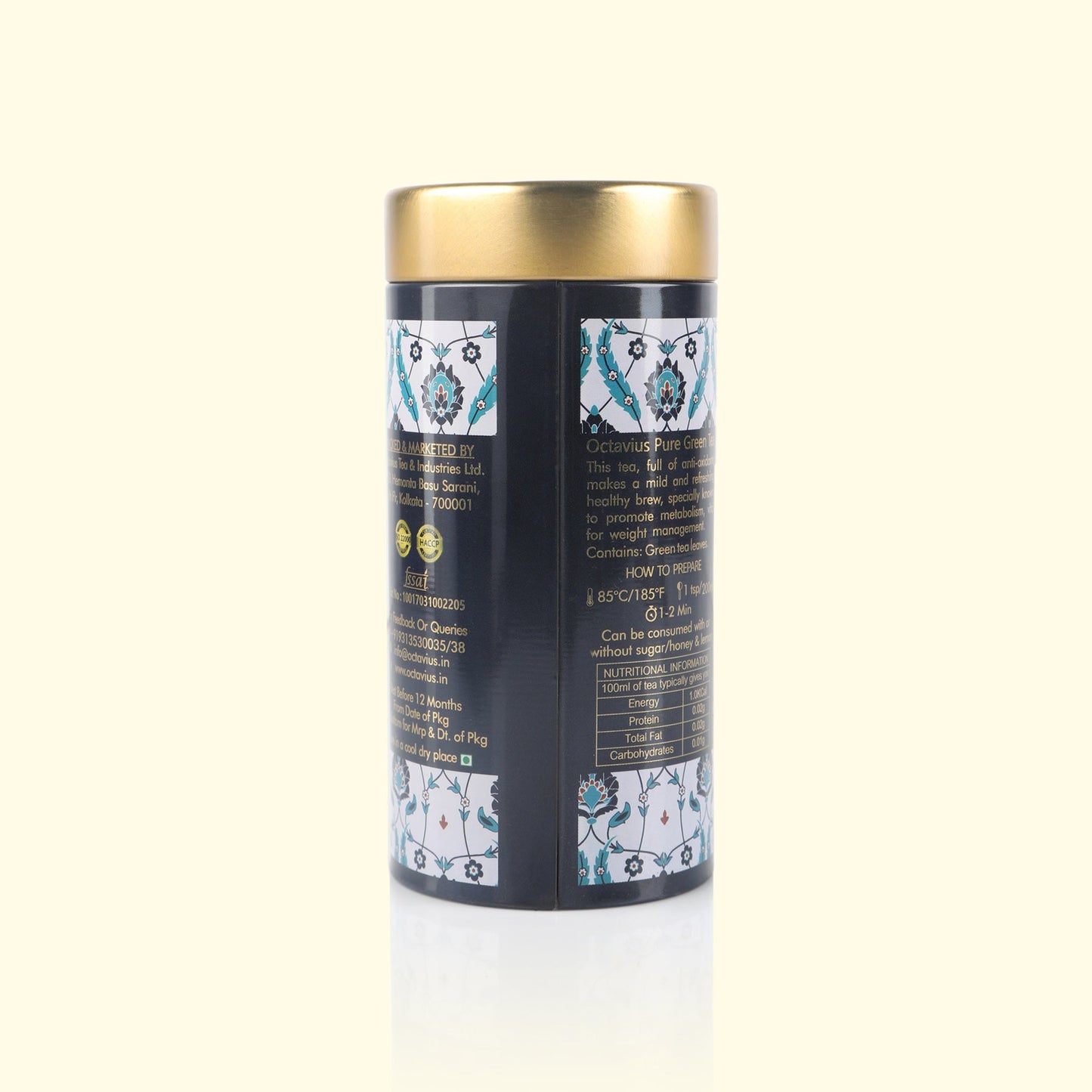 Pure Green Tea Whole Leaf - 100 Gms Tin Can 100g