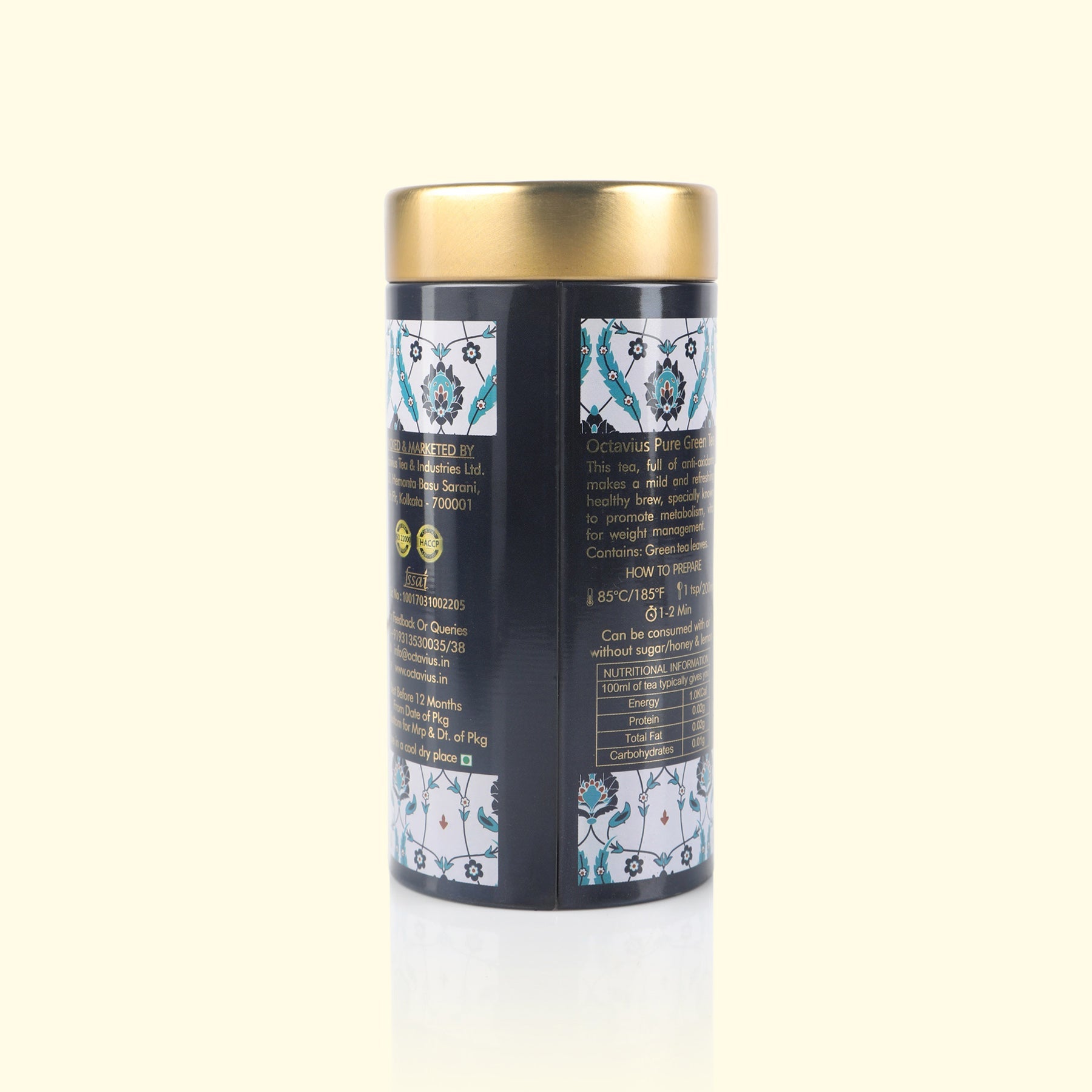 Pure Green Tea Whole Leaf - 100 Gms Tin Can 100g