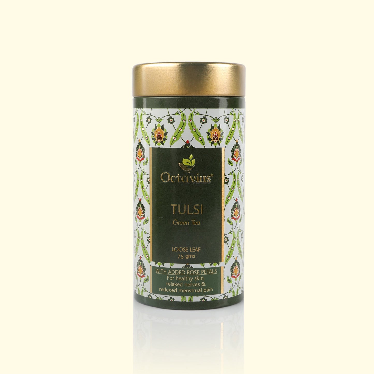 Tulsi Rose Chamomile Green Tea Loose Leaf - 75 Gms Tin Can 75g