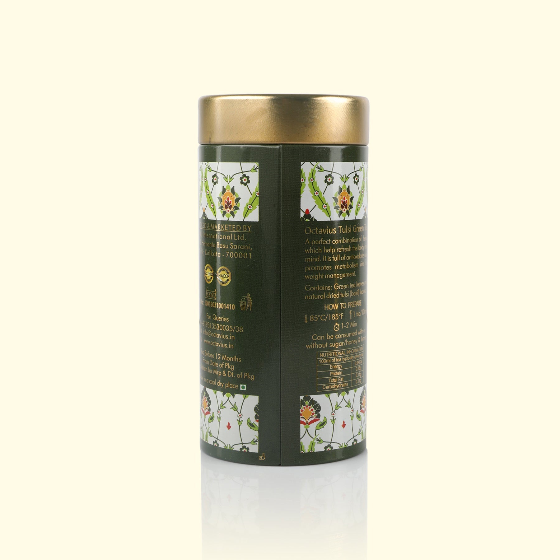 Tulsi Rose Chamomile Green Tea Loose Leaf - 75 Gms Tin Can 75g