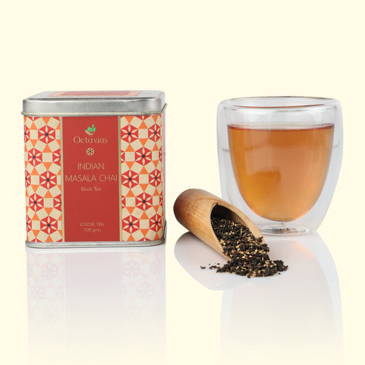 Indian Masala Chai Black Tea Loose Leaf - 100 Gms Square Tin 100g