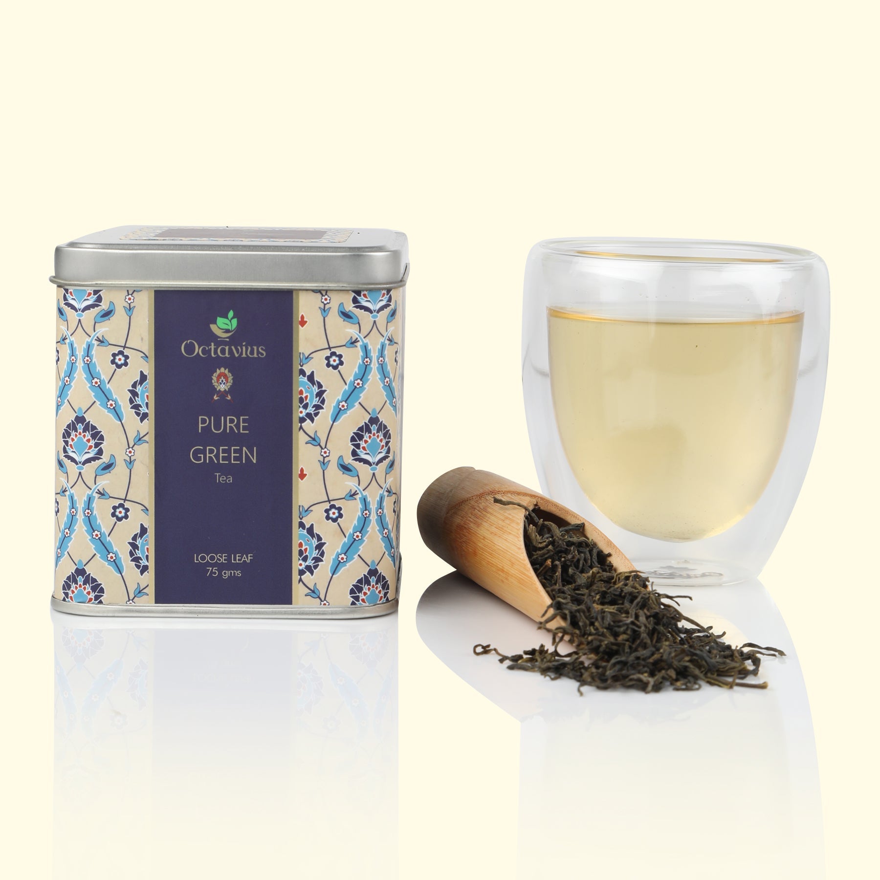 Pure Green Tea Whole Leaf - 75 Gms Square Tin 75g