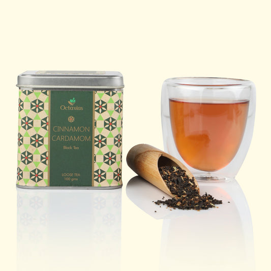 Cinnamon & Cardamom Black Tea Loose Leaf - 100 Gms Square tin 100g