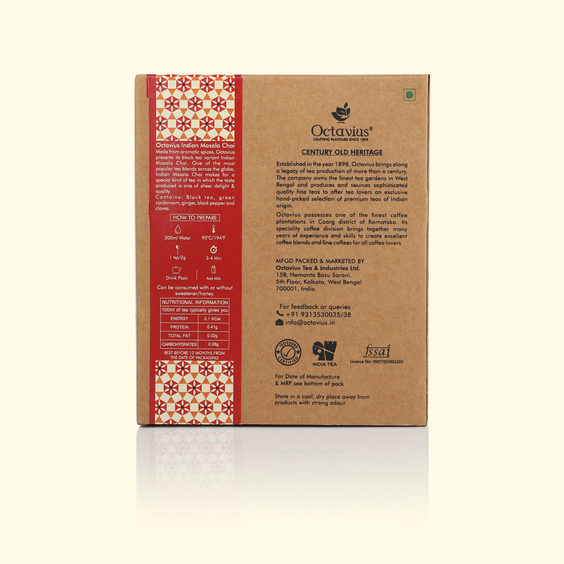 Indian Masala Chai Black Tea Loose Leaf in Kraft Box - 100 Gms 100g