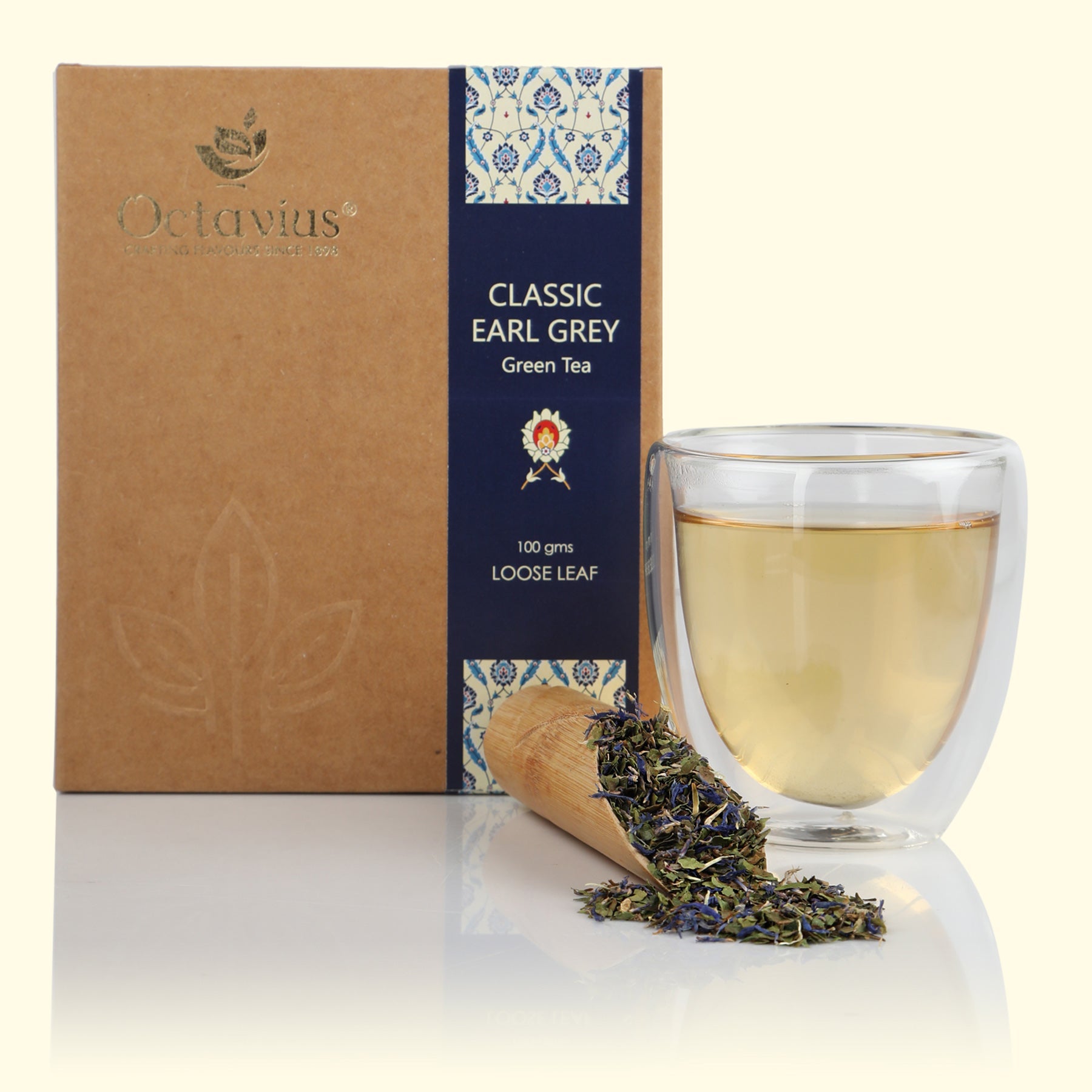 Classic Earl Grey Green Tea Loose Leaf in Kraft Box - 100 Gms 100g