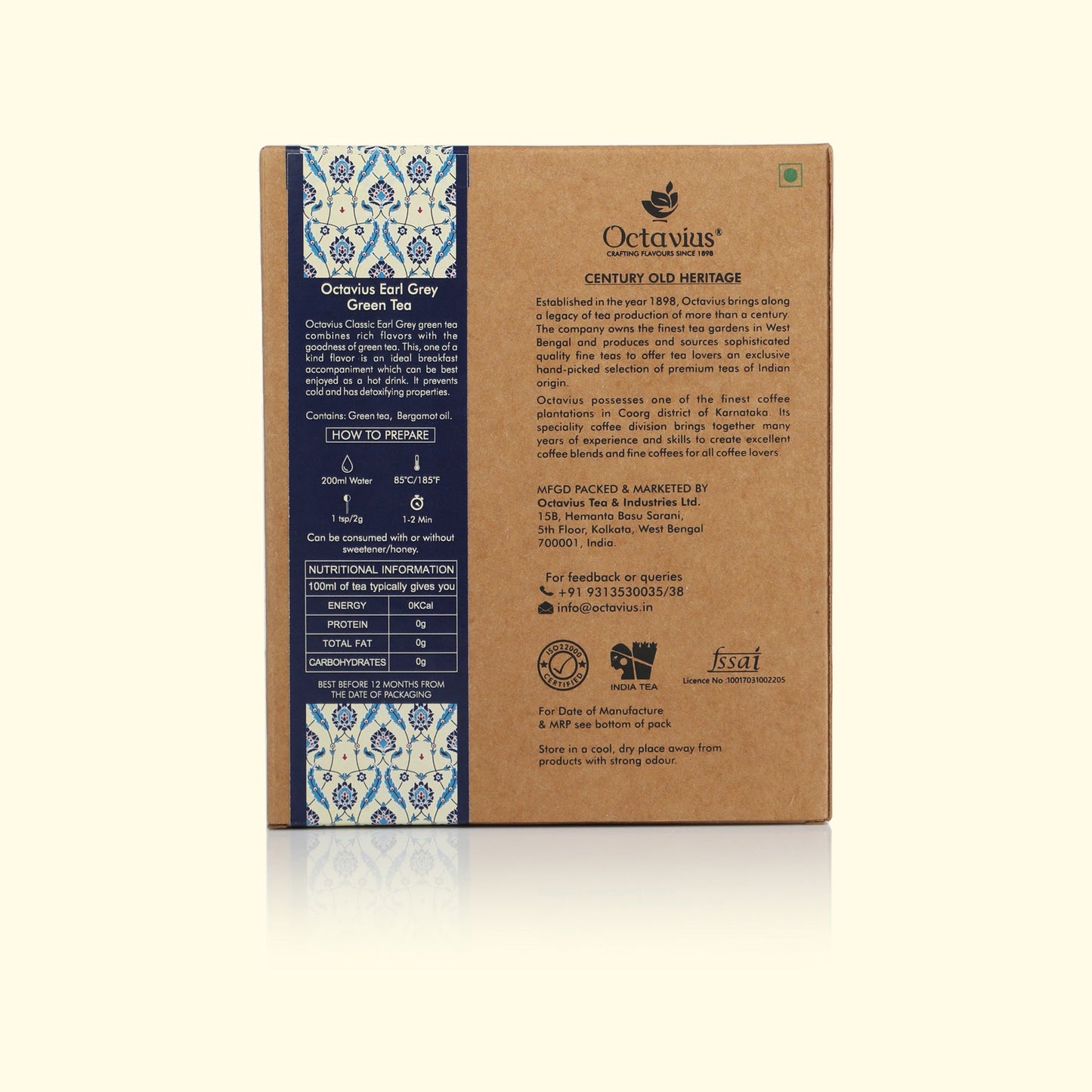 Classic Earl Grey Green Tea Loose Leaf in Kraft Box - 100 Gms 100g