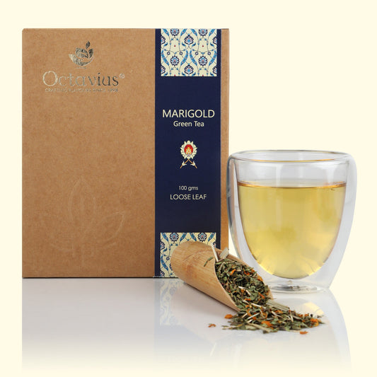Marigold and Lemon Grass Green Tea Loose Leaf in Kraft Box - 100Gms 100g
