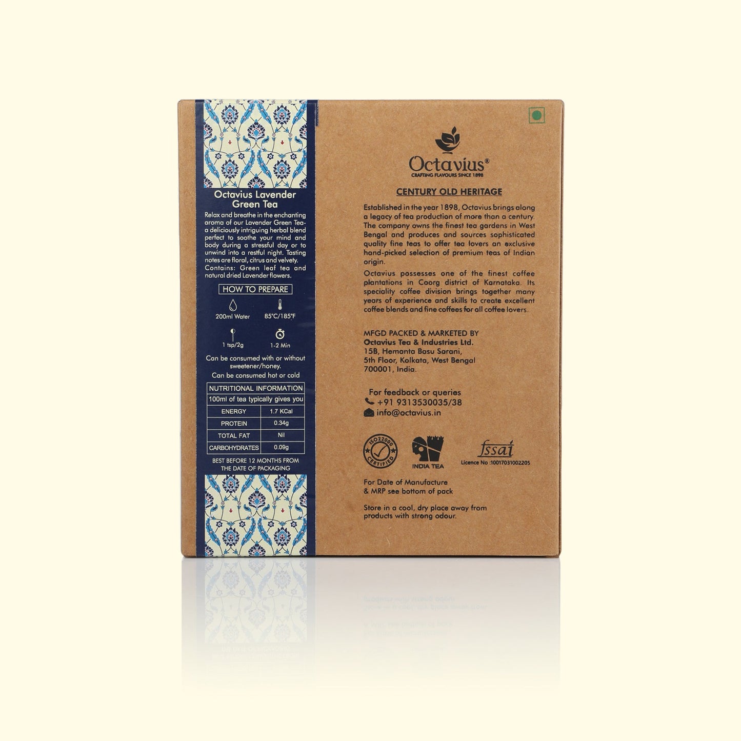 Lavender Green Tea - Loose Leaf in Kraft Box - 100 Gms 100g