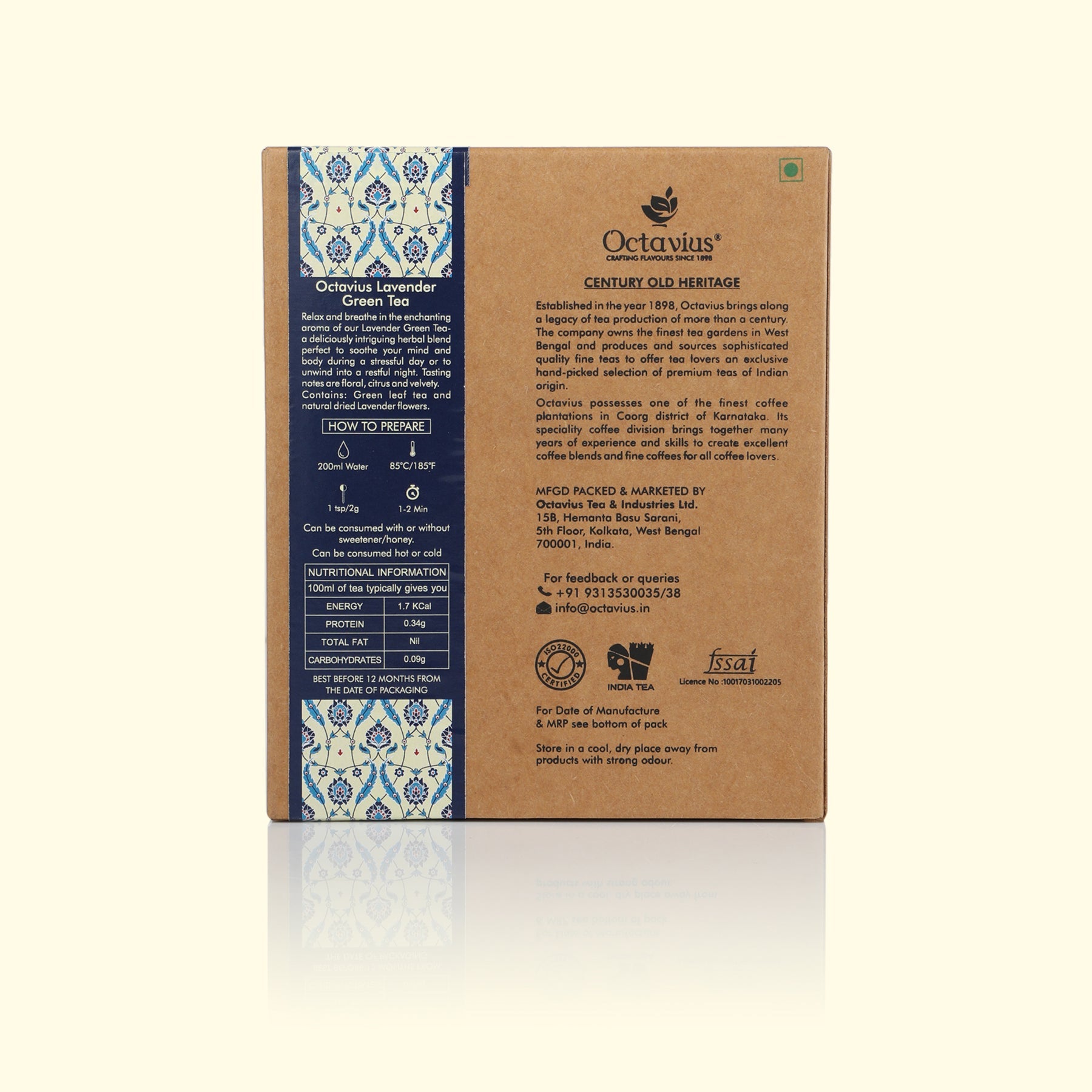 Lavender Green Tea - Loose Leaf in Kraft Box - 100 Gms 100g