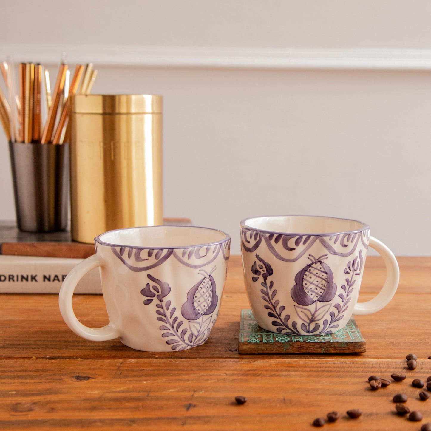 Indigo Bloom Hand-Painted Ceramic Mug (450 ml) 450ml