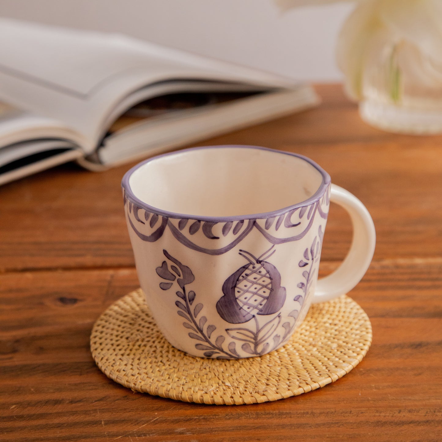 Indigo Bloom Hand-Painted Ceramic Mug (450 ml) 450ml