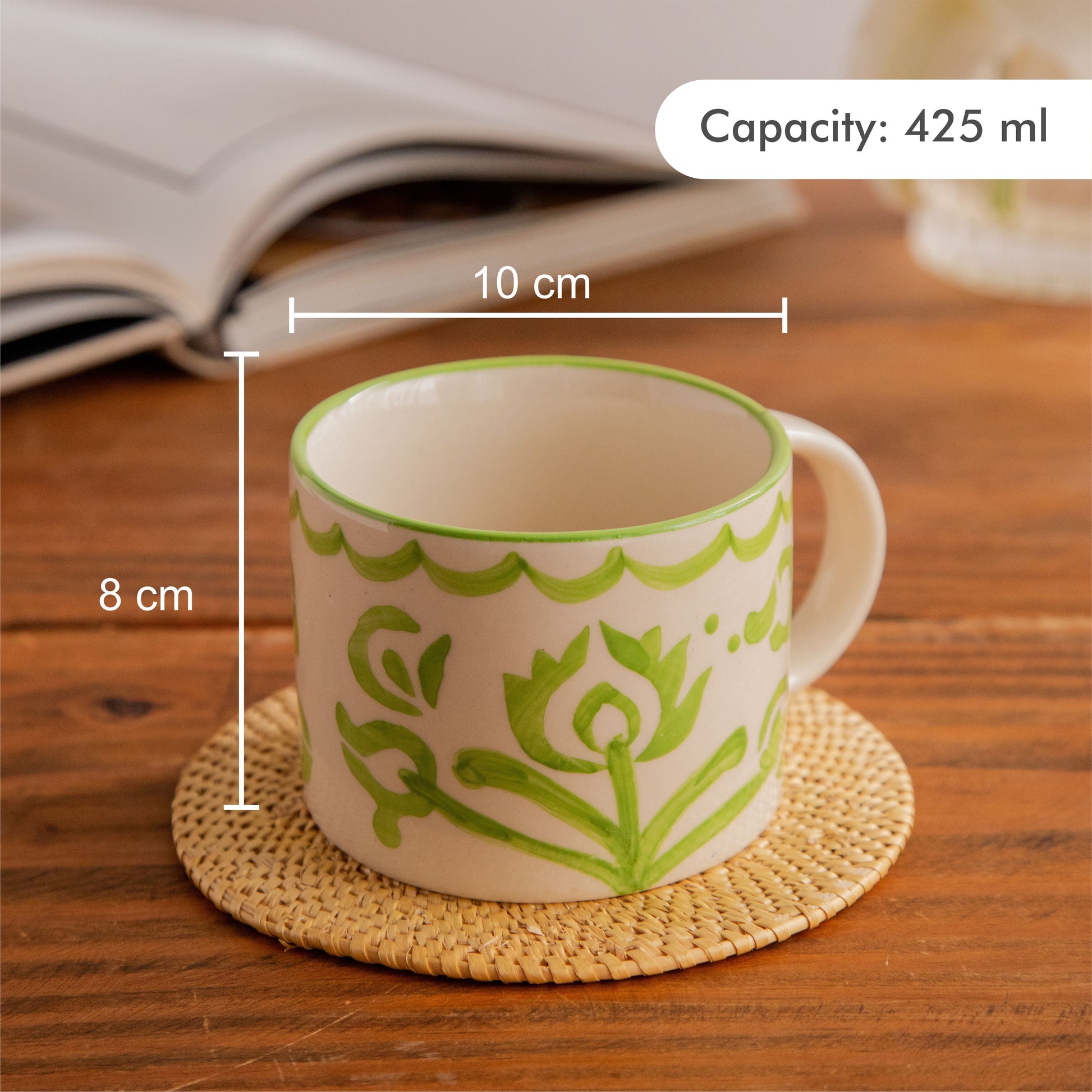 Meadow Bloom Hand-Painted Ceramic Mug – 425 ml 425ml