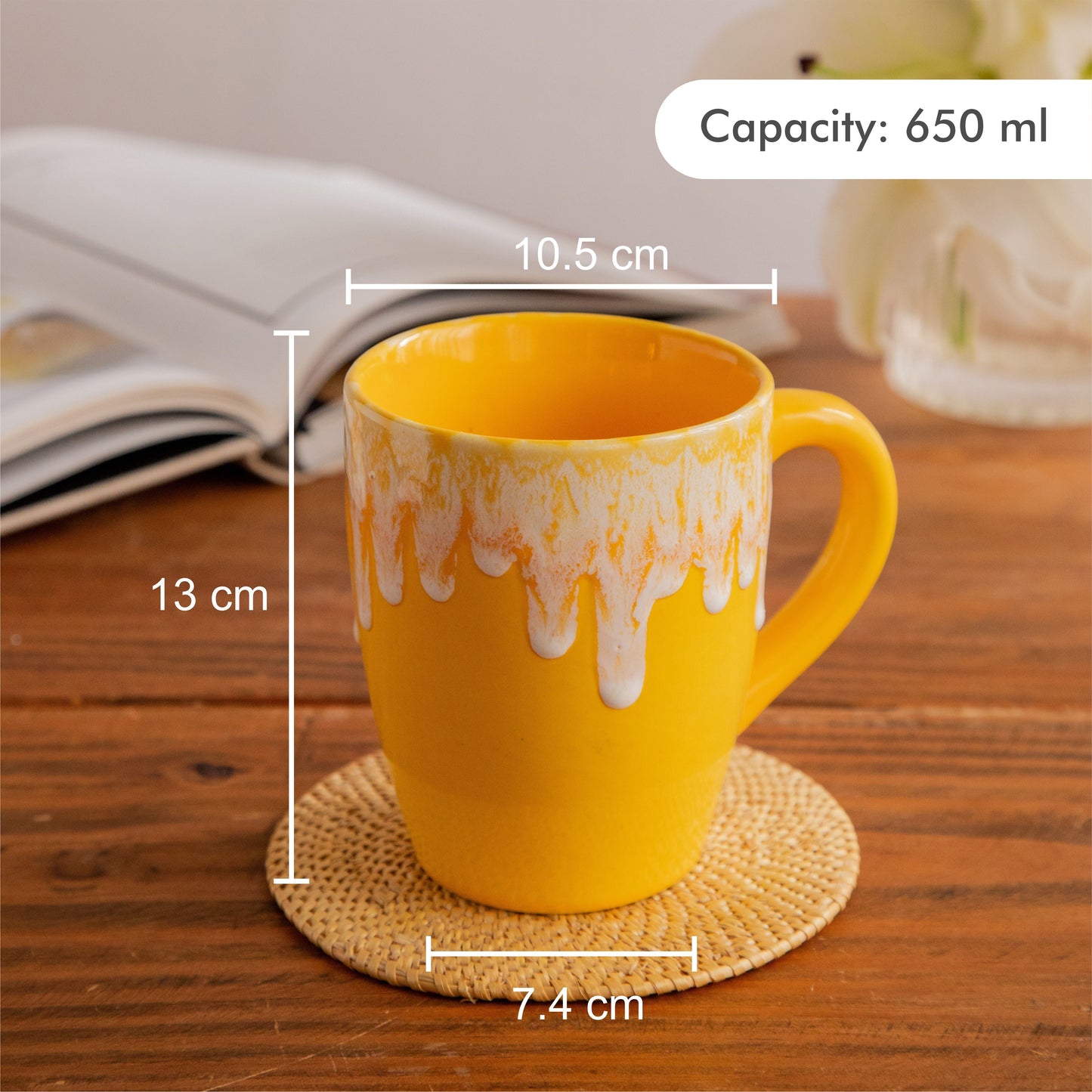 Sunburst Drizzle Hand-Painted Ceramic Mug – 650 ml 650ml