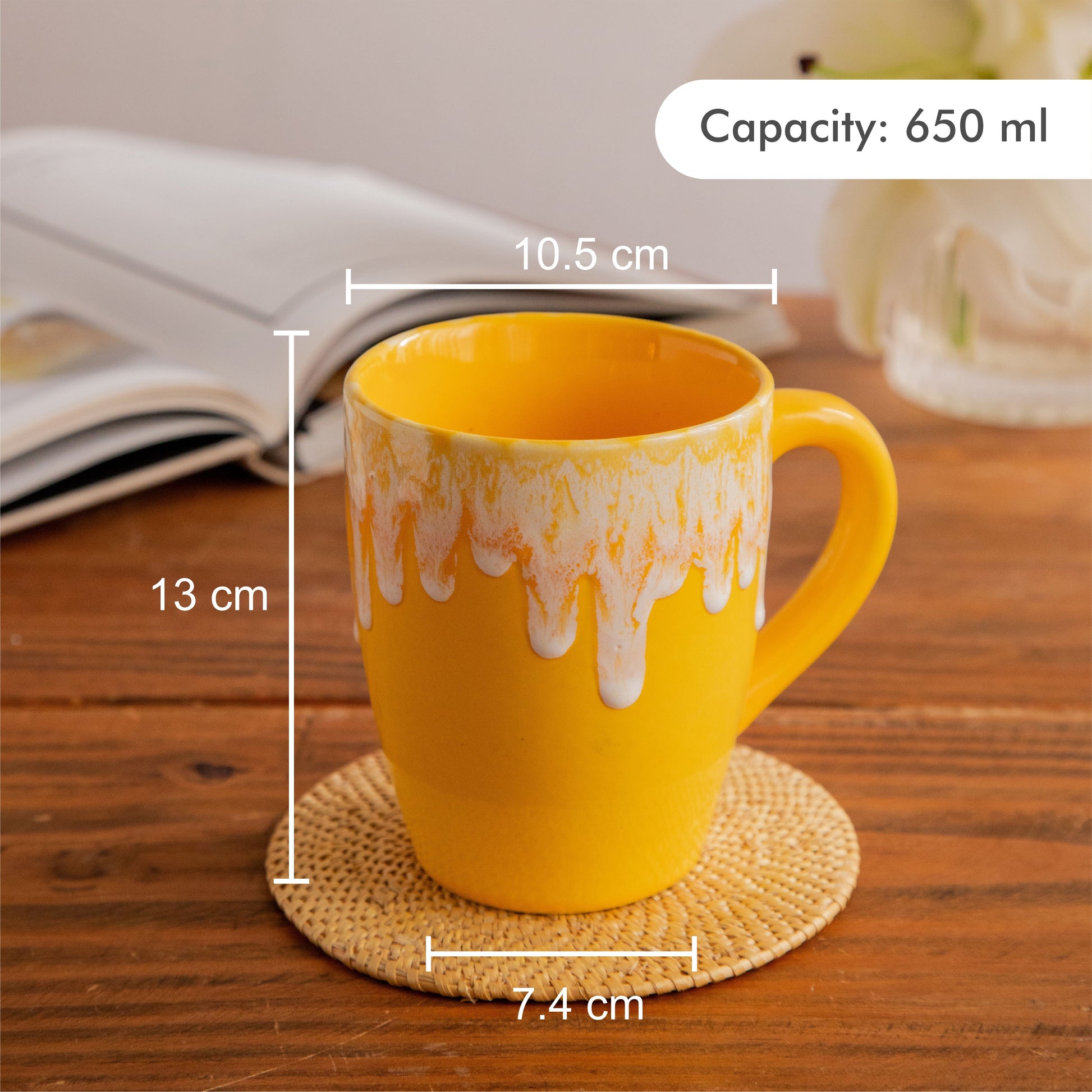Sunburst Drizzle Hand-Painted Ceramic Mug – 650 ml 650ml