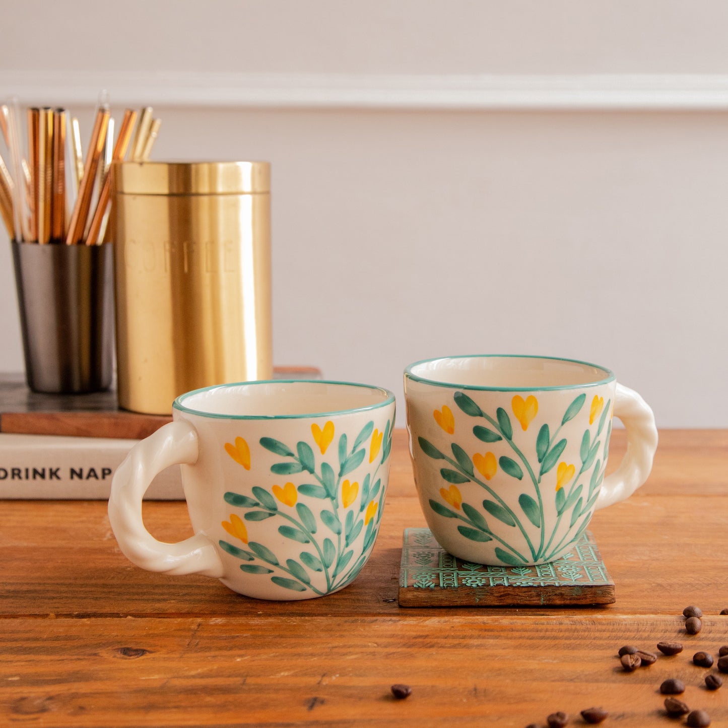 Gulmohar Grove Hand-Painted Ceramic Mug – 450 ml 450ml