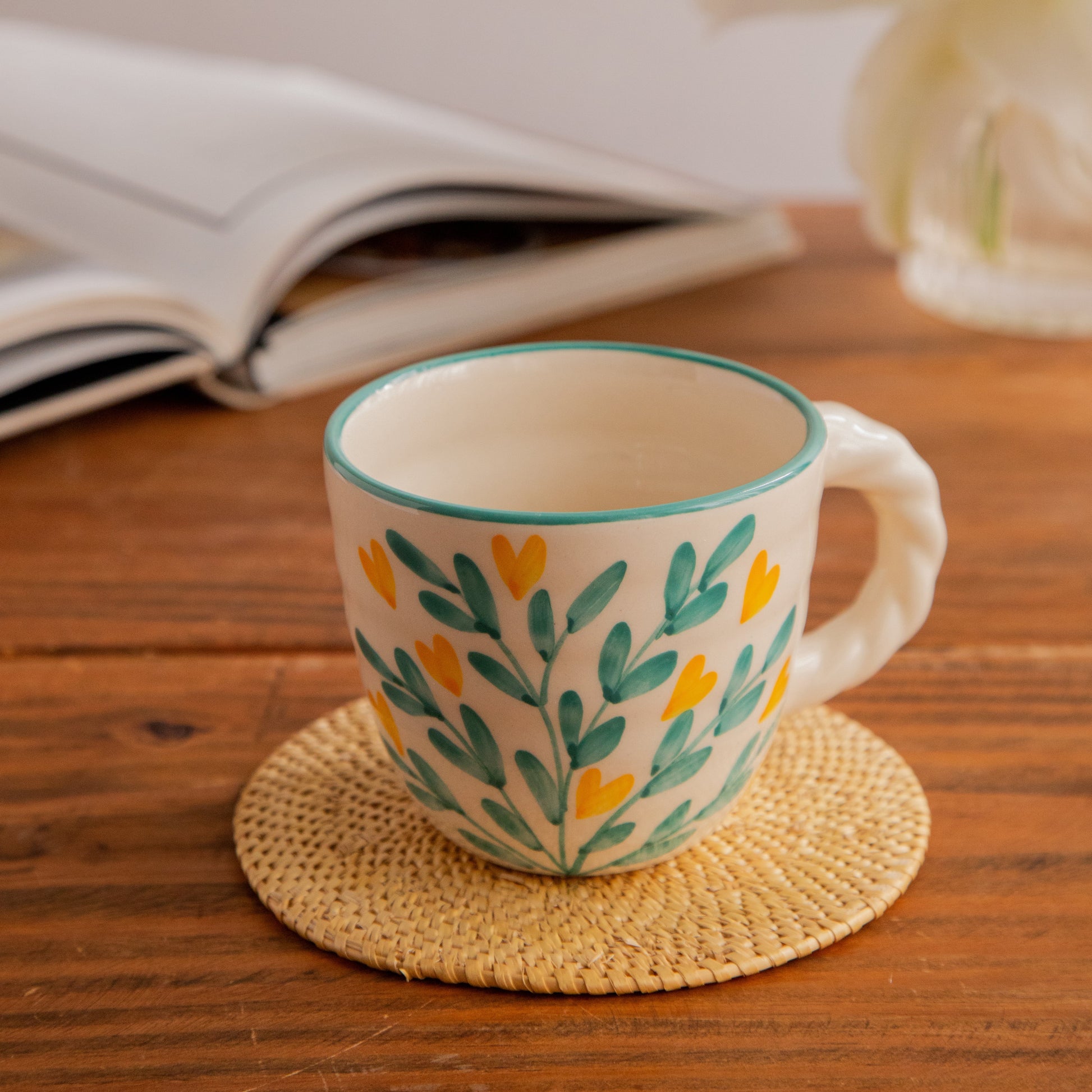 Gulmohar Grove Hand-Painted Ceramic Mug – 450 ml 450ml