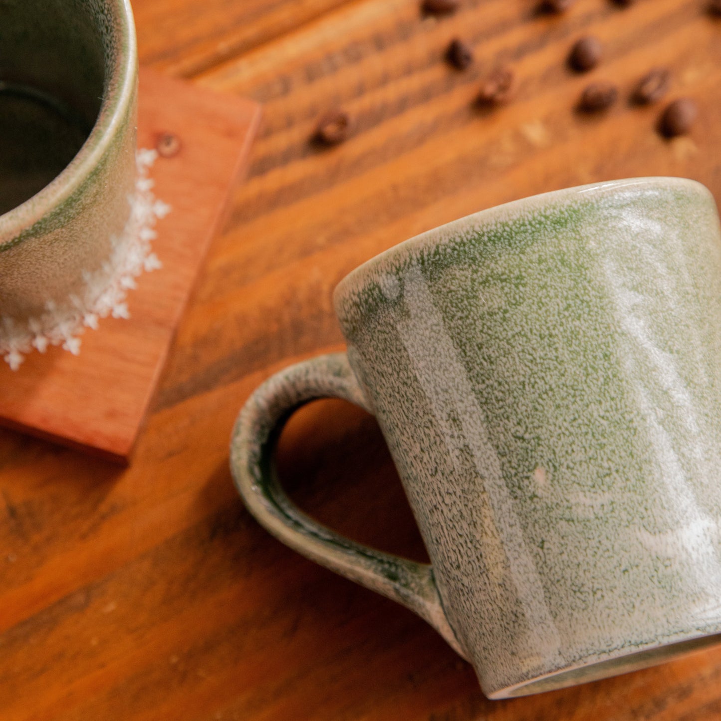 Forest Mist Hand-Painted Ceramic Mug – 300 ml (Set of 2) 300ml