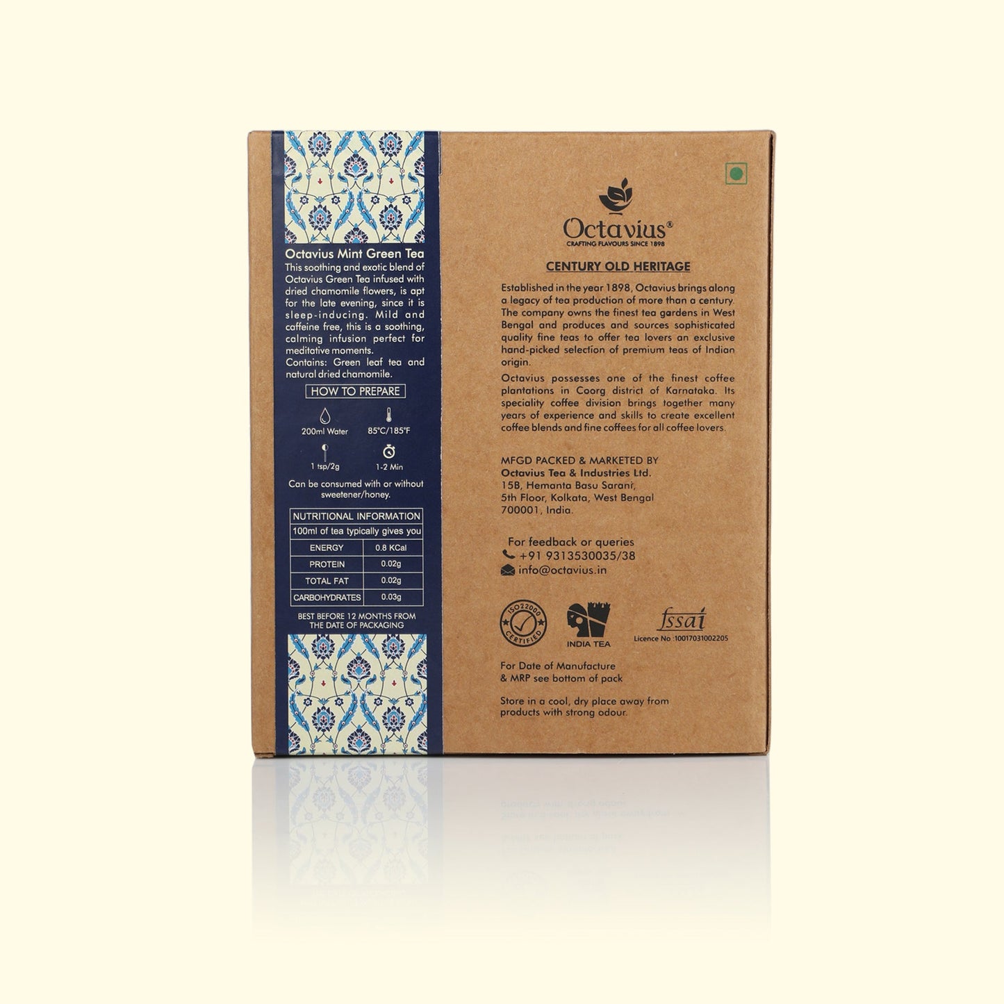 Mint Green Tea Loose Leaf in Kraft Box - 100 Gms 100g