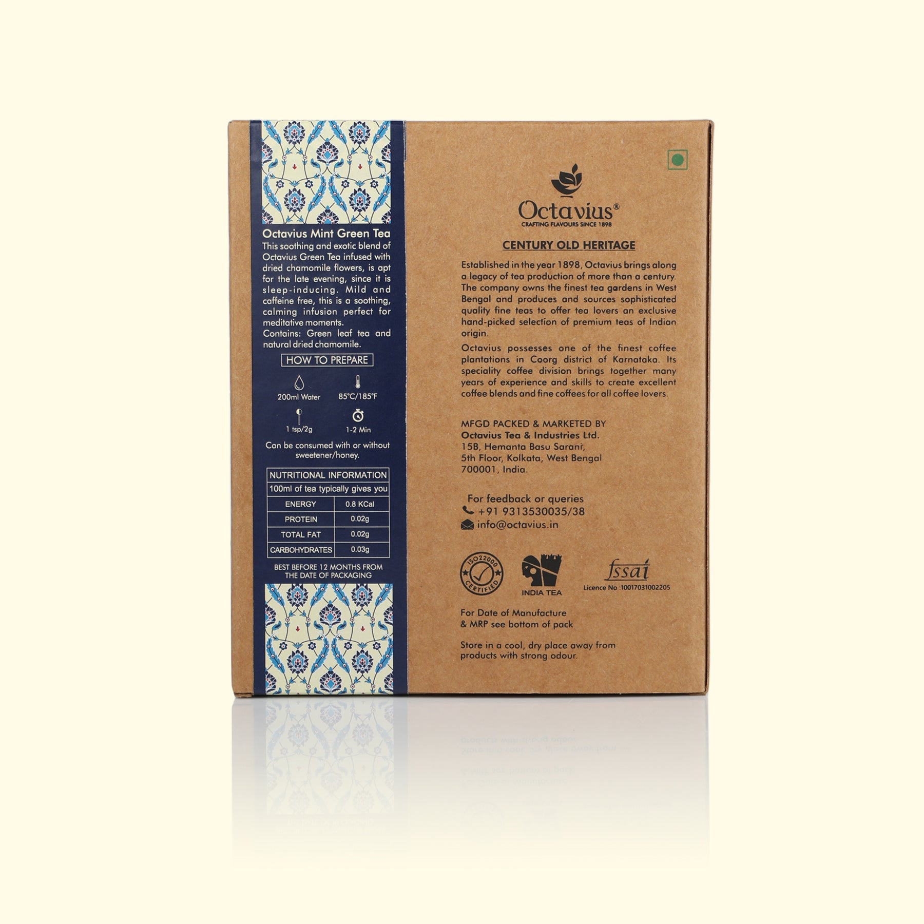 Mint Green Tea Loose Leaf in Kraft Box - 100 Gms 100g