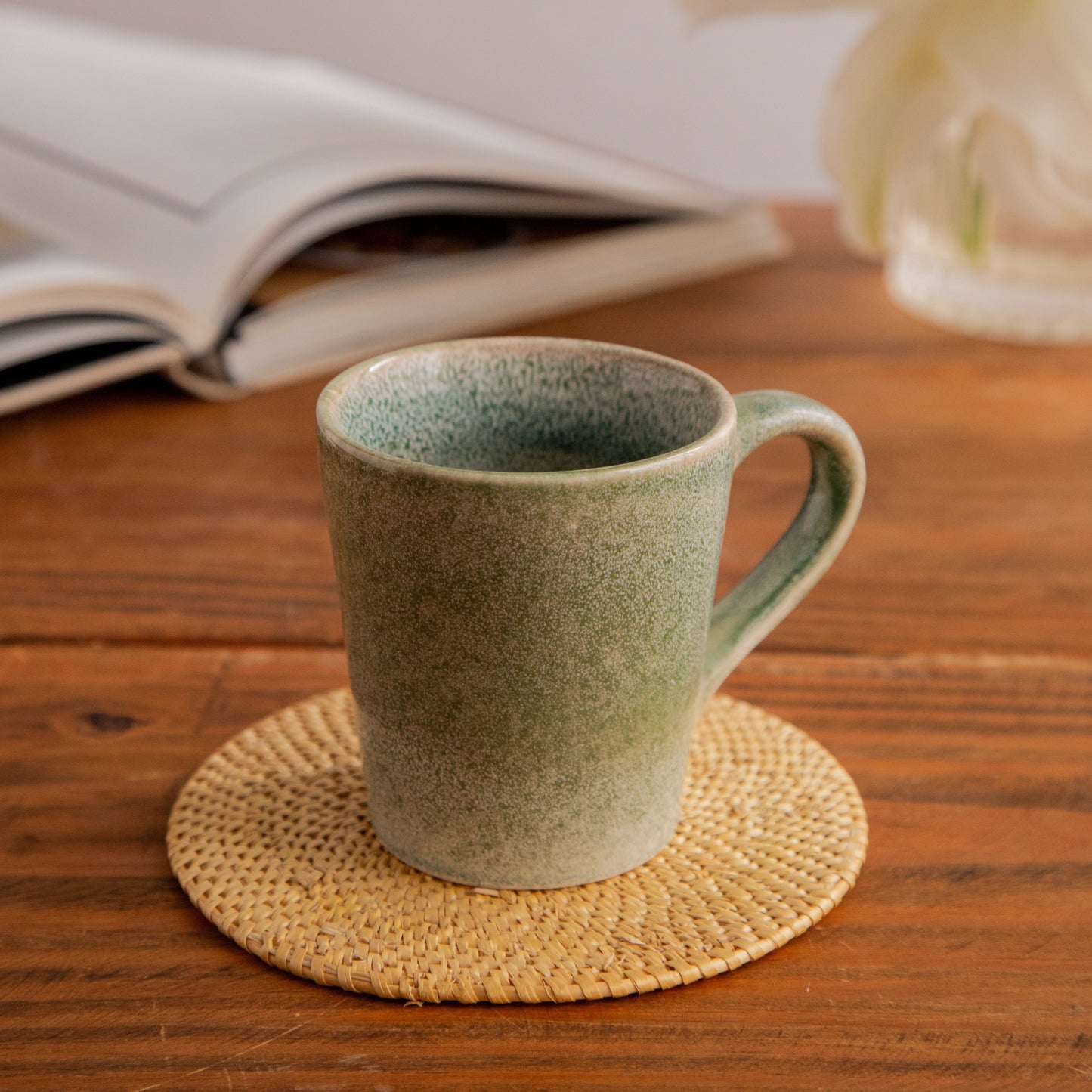 Forest Mist Hand-Painted Ceramic Mug – 300 ml (Set of 2) 300ml