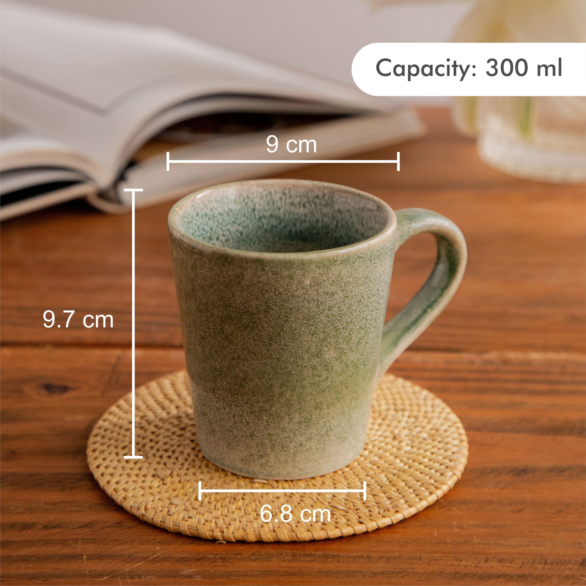 Forest Mist Hand-Painted Ceramic Mug – 300 ml (Set of 2) 300ml