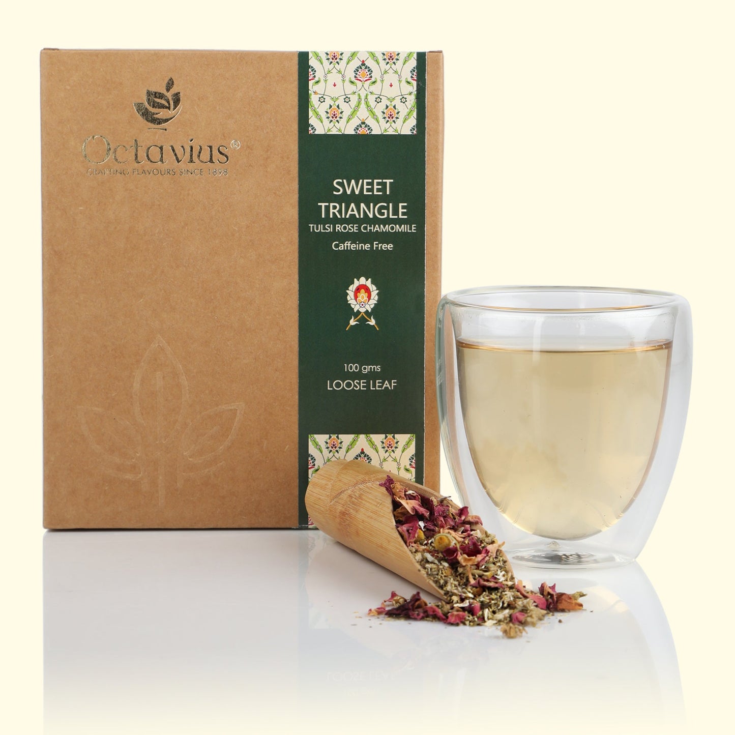 Sweet Triangle Tulsi Rose Chamomile Herbal Infusion  (Caffeine Free) Loose Leaf - 100 Gms 100g