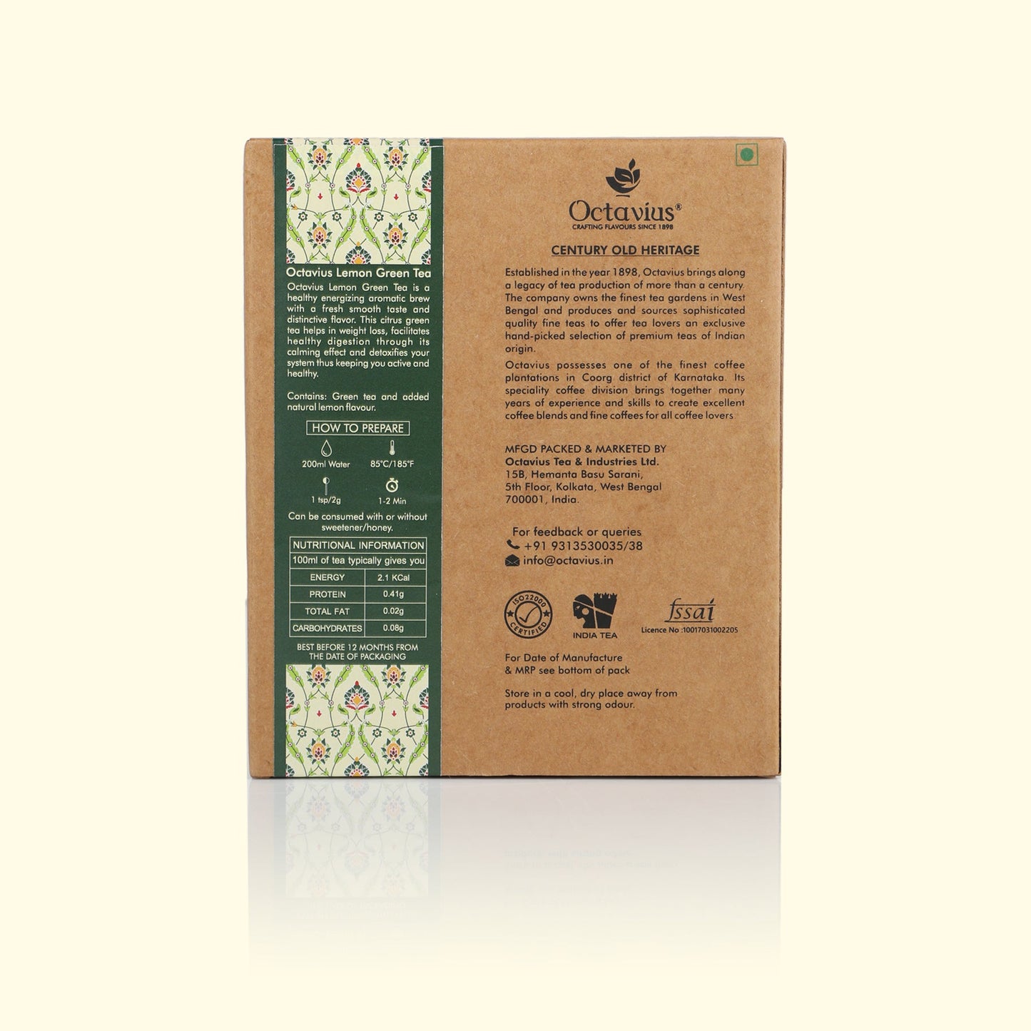 Lemon Green Tea Loose Leaf in Kraft Box - 100 Gms 100g