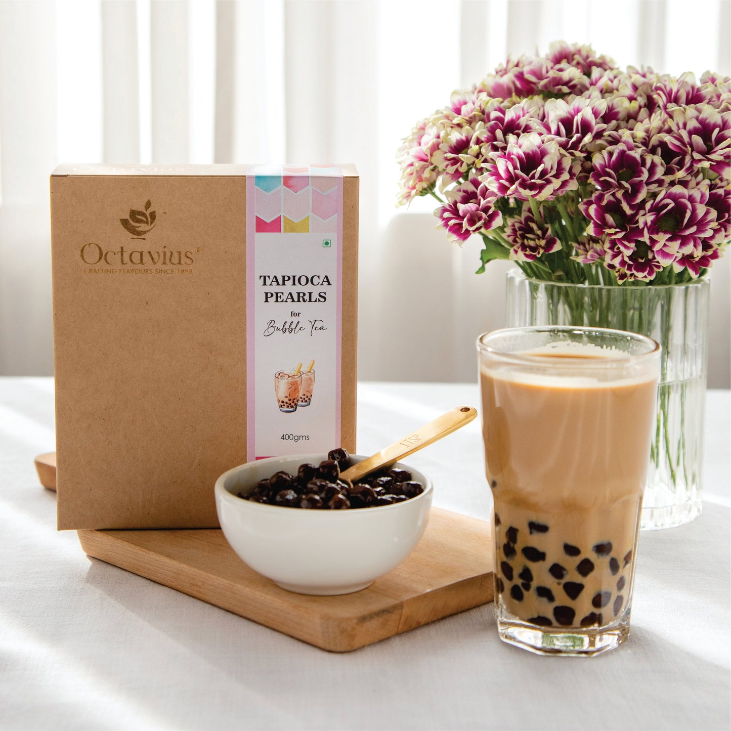 Bubble Tea Tapioca Pearls - 400g with 10 thick straws 400g