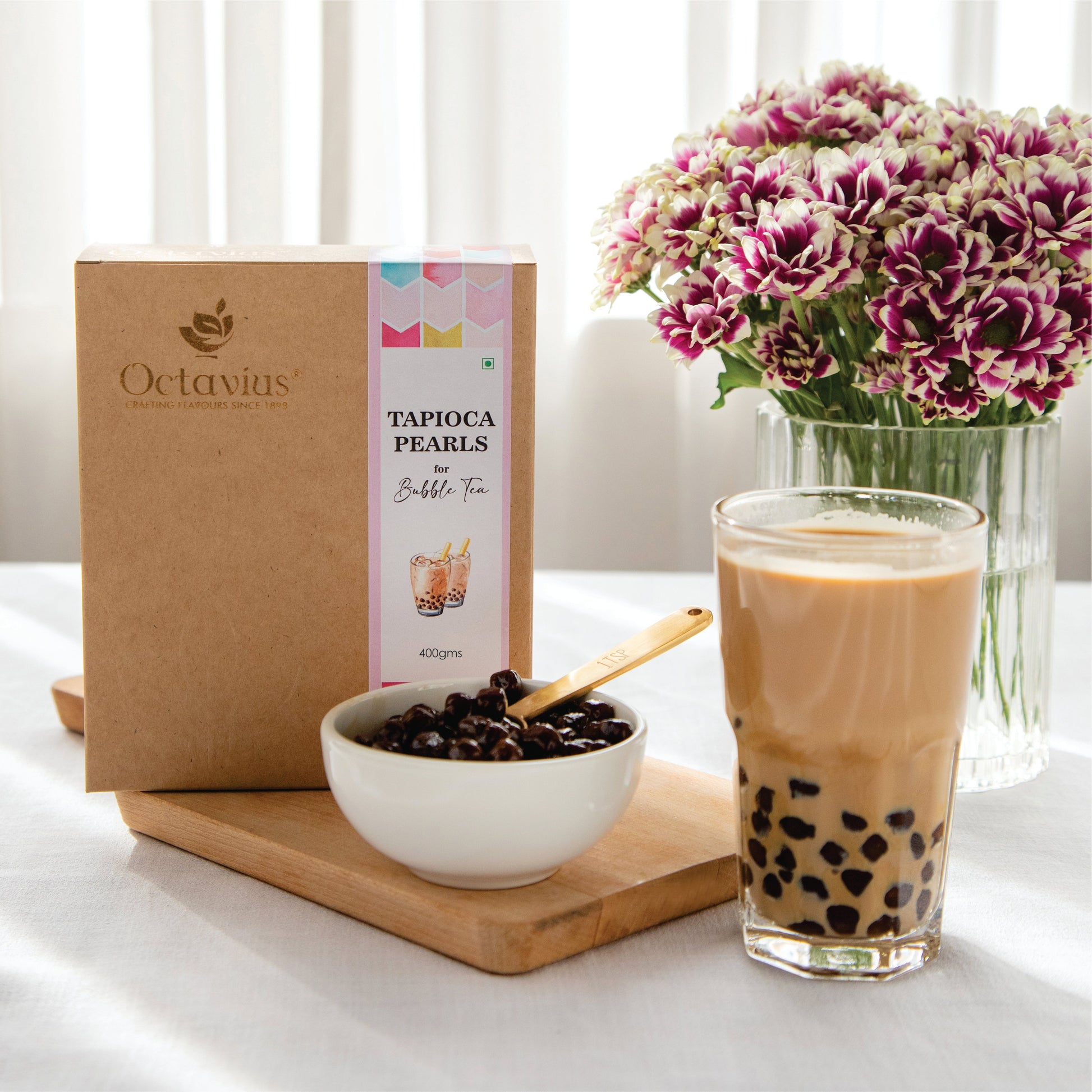 Bubble Tea Tapioca Pearls - 400g with 10 thick straws 400g