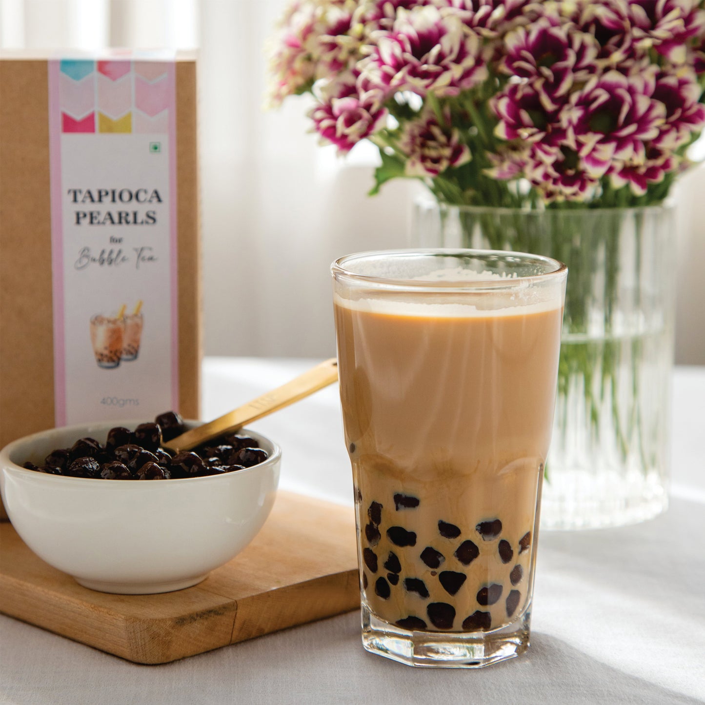 Bubble Tea Tapioca Pearls - 400g with 10 thick straws 400g