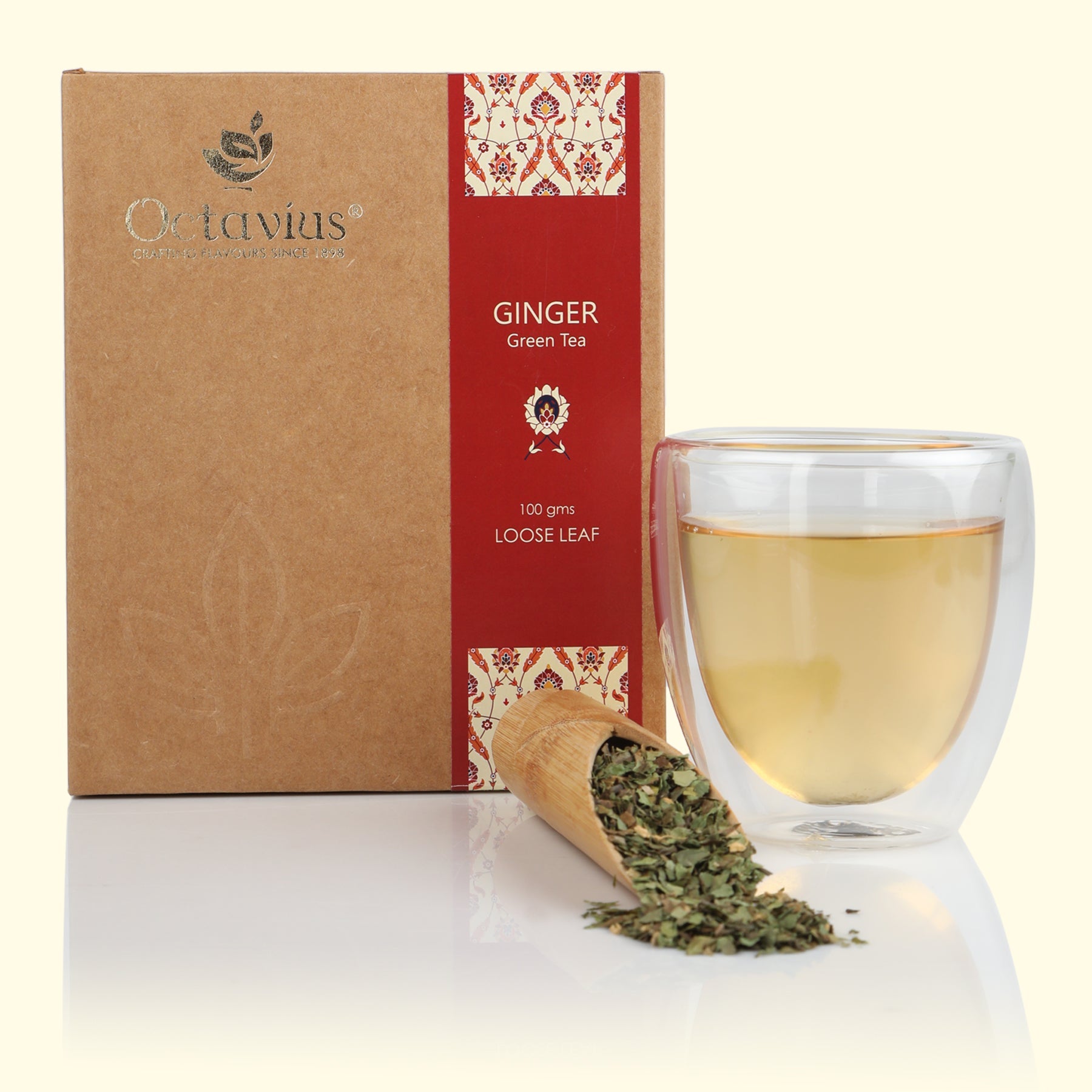 Ginger Green Tea Loose Leaf in Kraft Box - 100 Gms 100g