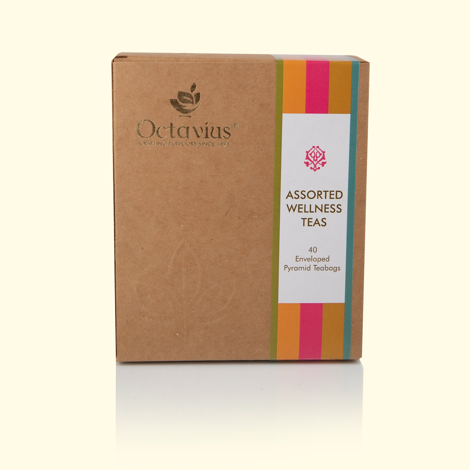 Assorted Wellness Teas   - 40 Enveloped Pyramid Tea Bags 390g
