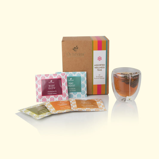 Assorted Wellness Teas   - 40 Enveloped Pyramid Tea Bags 390g
