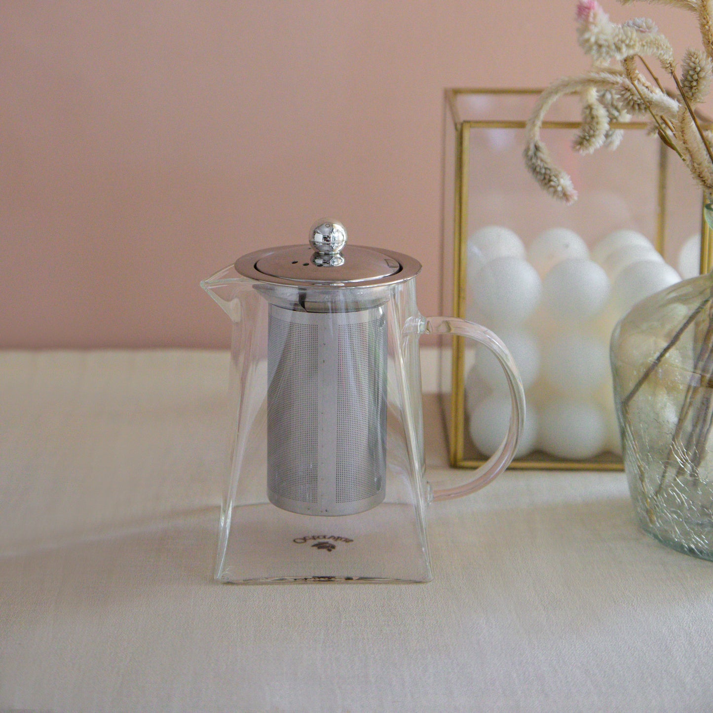Pyramid Shaped Borosilicate Glass Kettle With Steel Infuser 500ml